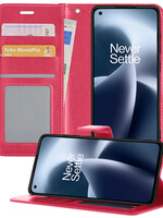 BTH BTH OnePlus Nord 2T Hoesje Bookcase - Donkerroze