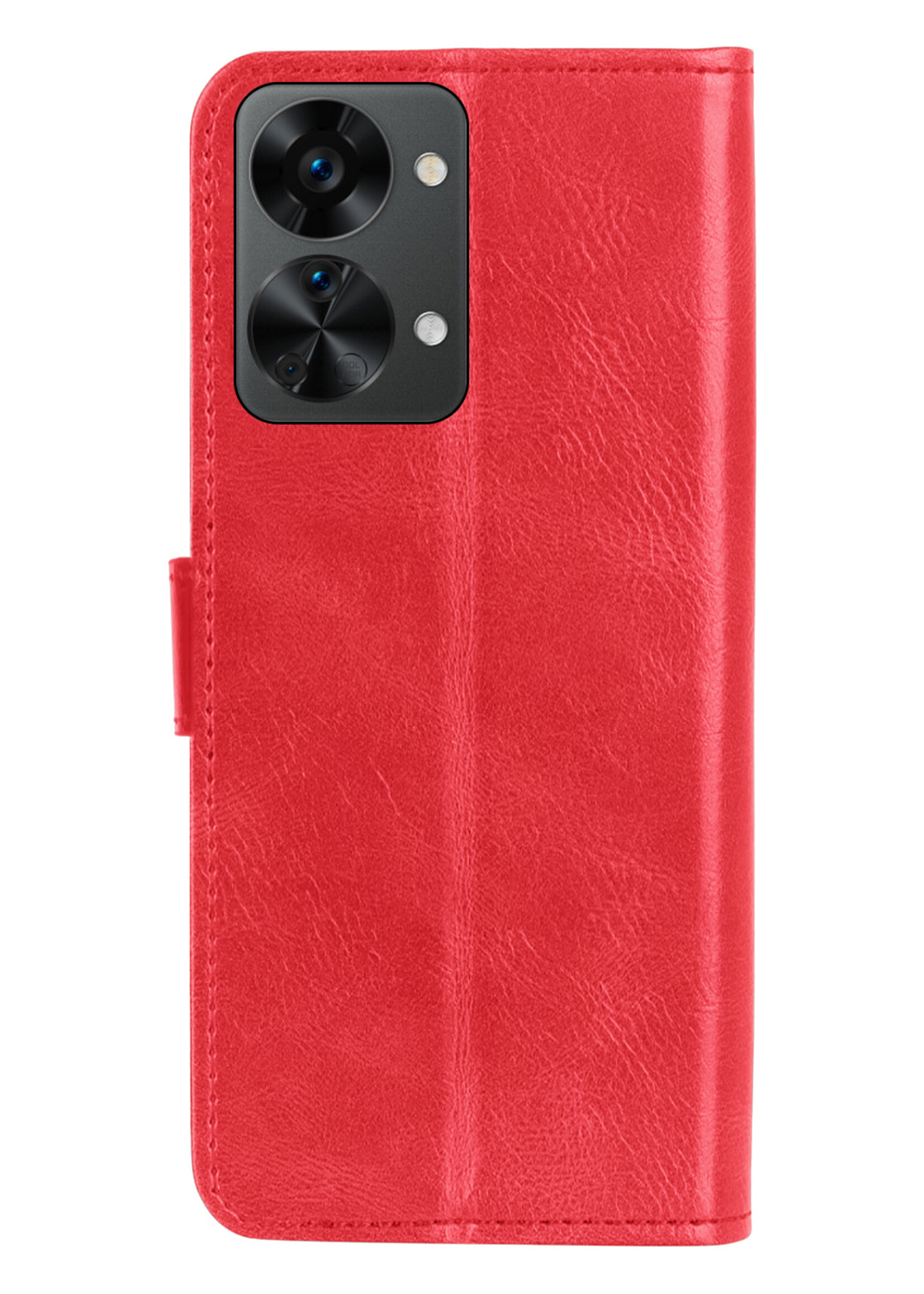 BTH OnePlus Nord 2T Hoesje Book Case Hoes Portemonnee Cover Walletcase - OnePlus Nord 2T Hoes Bookcase Hoesje - Rood