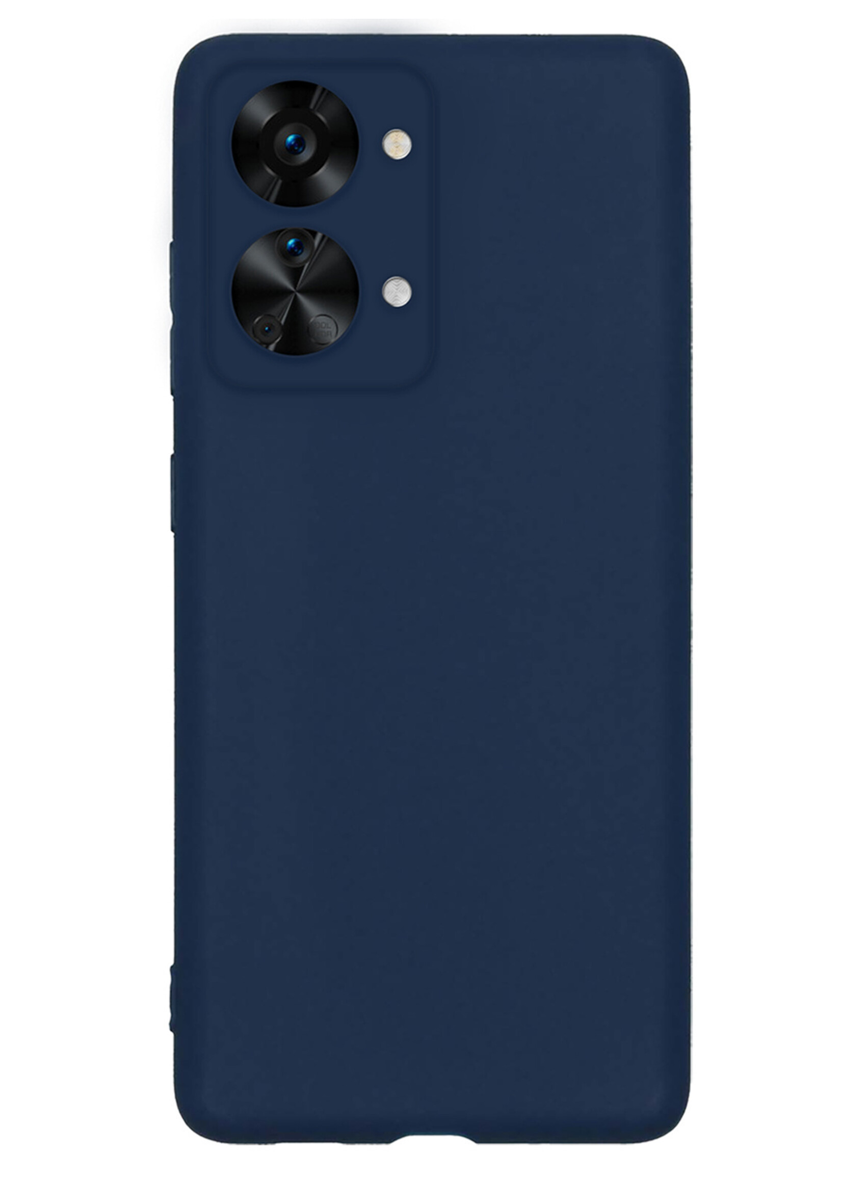 BTH Hoesje Geschikt voor OnePlus Nord 2T Hoesje Siliconen Case Hoes Met 2x Screenprotector - Hoes Geschikt voor OnePlus Nord 2T Hoes Cover Case - Donkerblauw