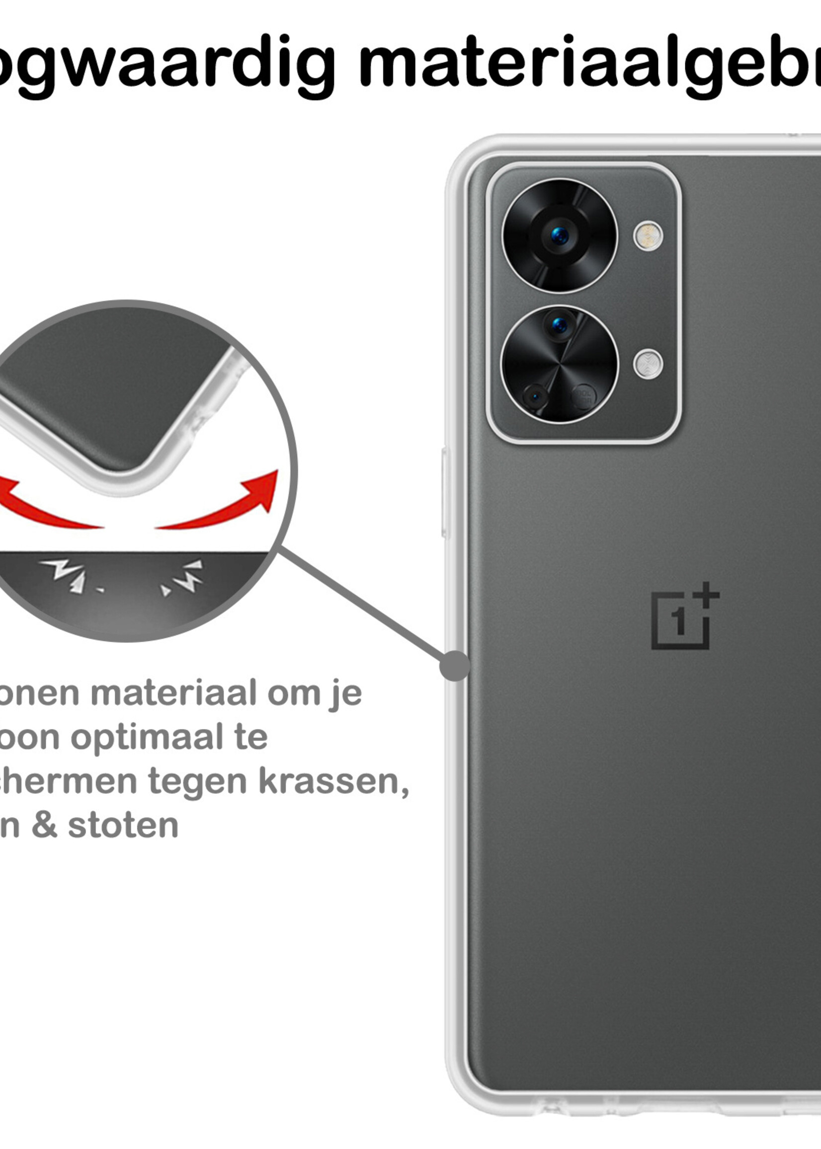 BTH Hoesje Geschikt voor OnePlus Nord 2T Hoesje Siliconen Case Hoes Met 2x Screenprotector - Hoes Geschikt voor OnePlus Nord 2T Hoes Cover Case - Transparant