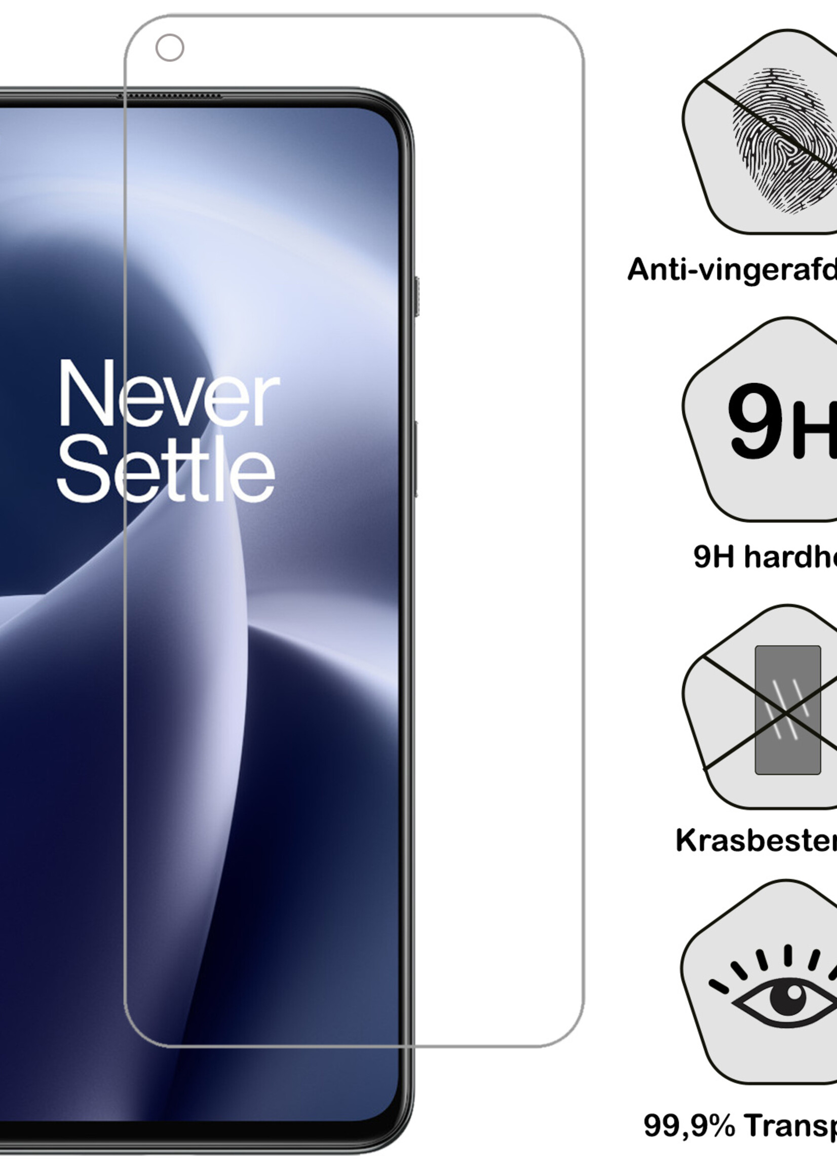 BTH Hoesje Geschikt voor OnePlus Nord 2T Hoesje Siliconen Case Hoes Met Screenprotector - Hoes Geschikt voor OnePlus Nord 2T Hoes Cover Case - Donkerblauw