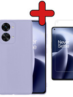 BTH BTH OnePlus Nord 2T Hoesje Siliconen Met Screenprotector - Lila