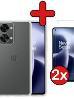 BTH BTH OnePlus Nord 2T Hoesje Siliconen Met 2x Screenprotector - Transparant