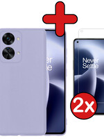 BTH BTH OnePlus Nord 2T Hoesje Siliconen Met 2x Screenprotector - Lila