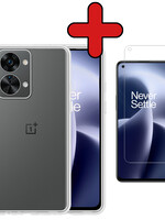 BTH BTH OnePlus Nord 2T Hoesje Siliconen Met Screenprotector - Transparant