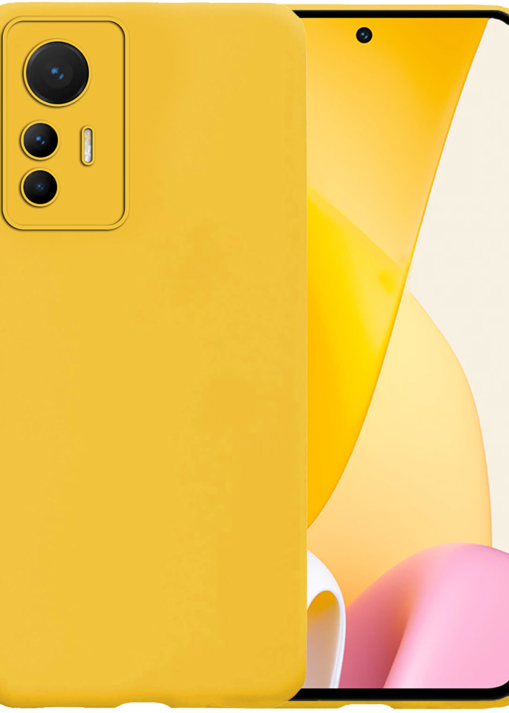 BTH Xiaomi 12 Lite Hoesje Siliconen Case Cover - Xiaomi 12 Lite Hoesje Cover Hoes Siliconen - Geel