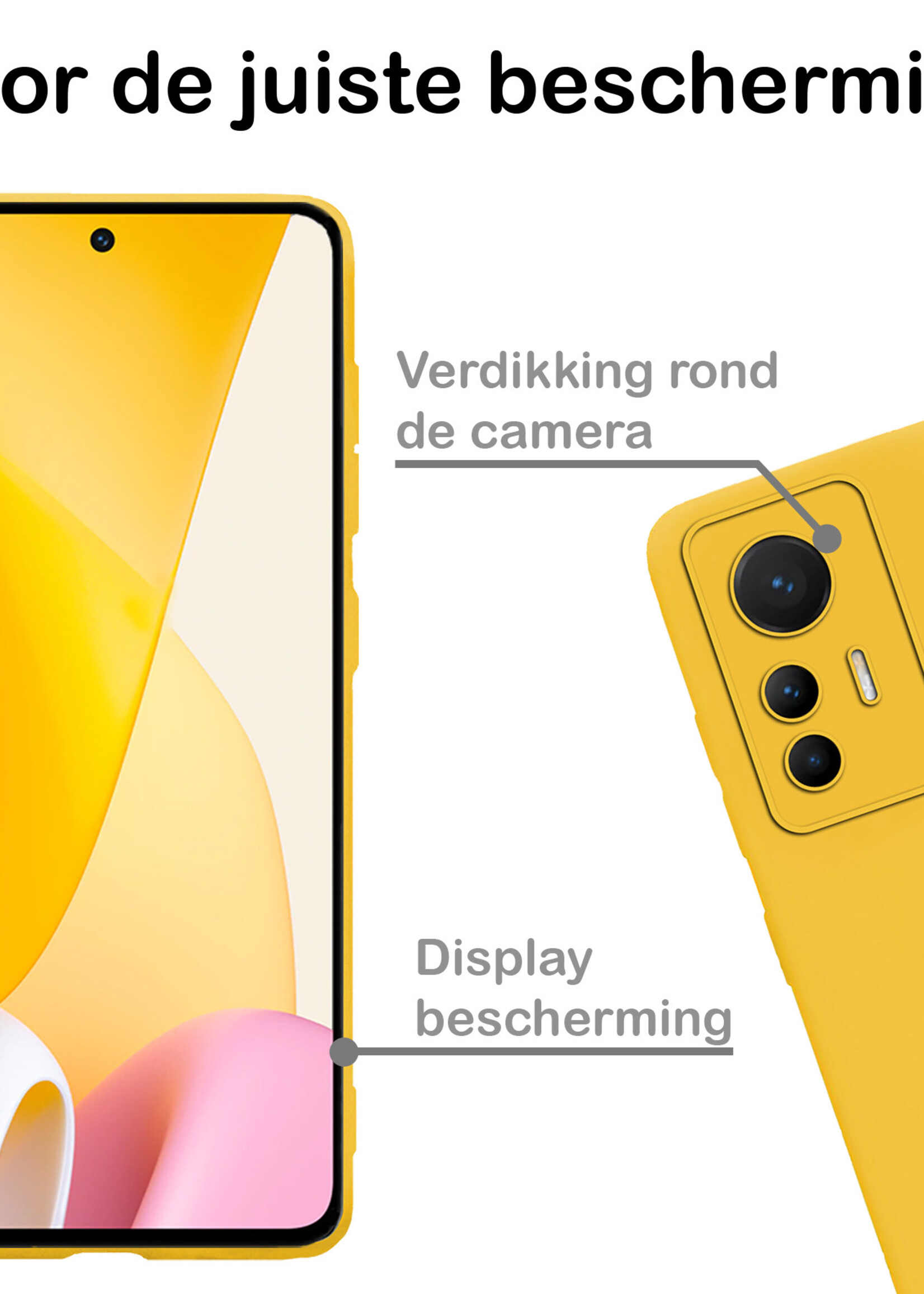 BTH Xiaomi 12 Lite Hoesje Siliconen Case Cover - Xiaomi 12 Lite Hoesje Cover Hoes Siliconen - Geel