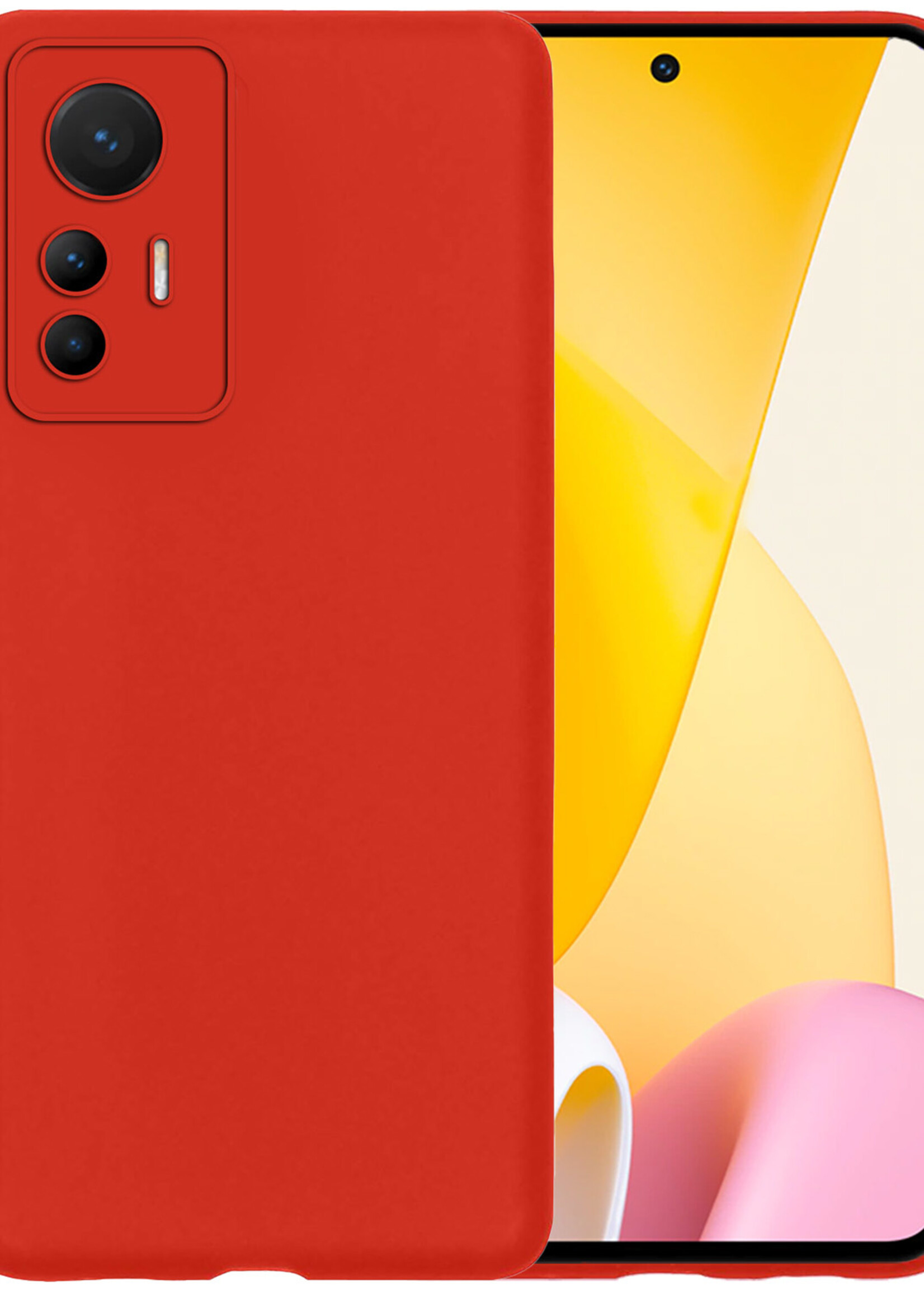 BTH Xiaomi 12 Lite Hoesje Siliconen Case Cover - Xiaomi 12 Lite Hoesje Cover Hoes Siliconen - Rood