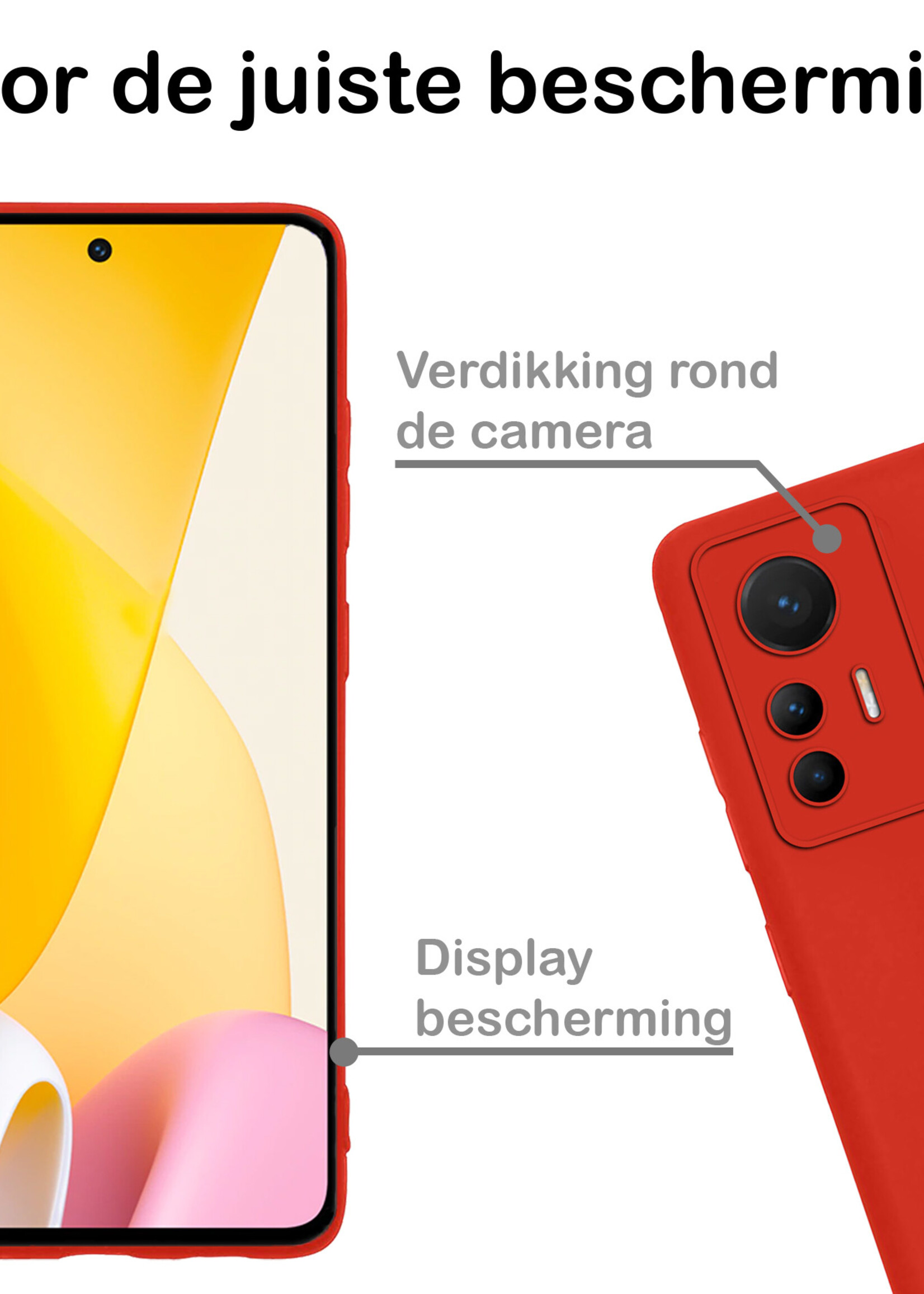 BTH Xiaomi 12 Lite Hoesje Siliconen Case Cover - Xiaomi 12 Lite Hoesje Cover Hoes Siliconen - Rood