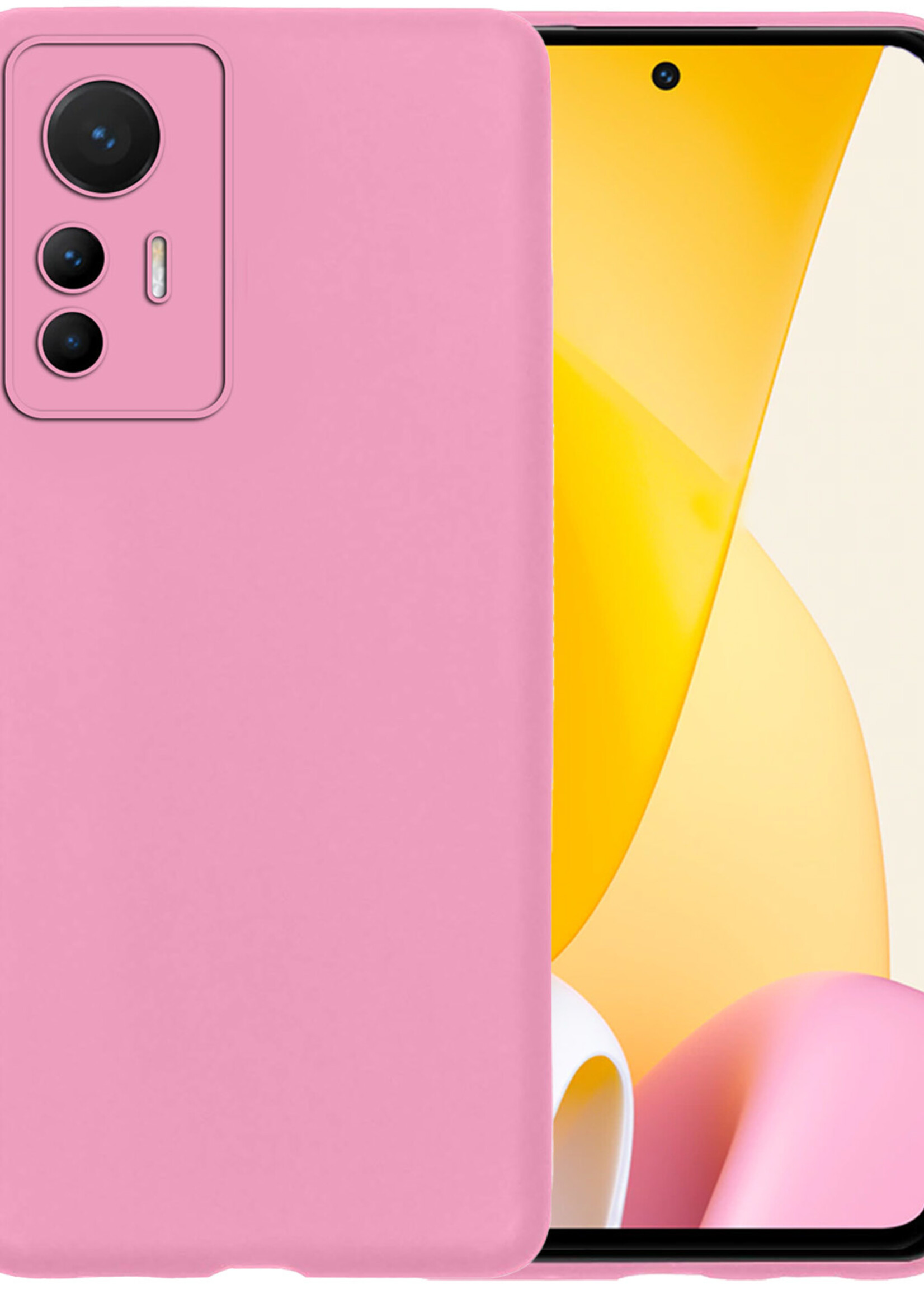 BTH Xiaomi 12 Lite Hoesje Siliconen Case Cover - Xiaomi 12 Lite Hoesje Cover Hoes Siliconen - Licht Roze