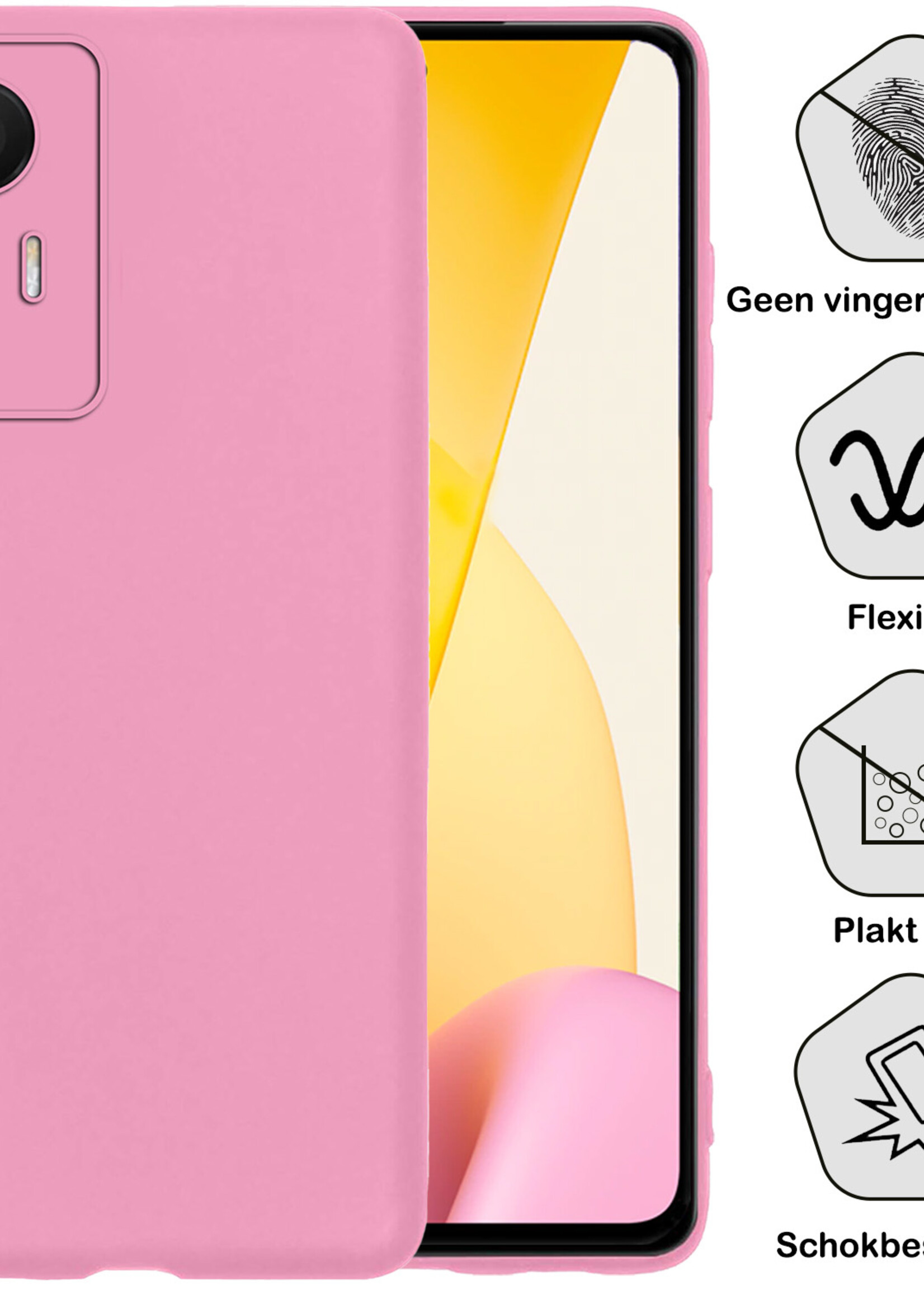 BTH Xiaomi 12 Lite Hoesje Siliconen Case Cover - Xiaomi 12 Lite Hoesje Cover Hoes Siliconen - Licht Roze
