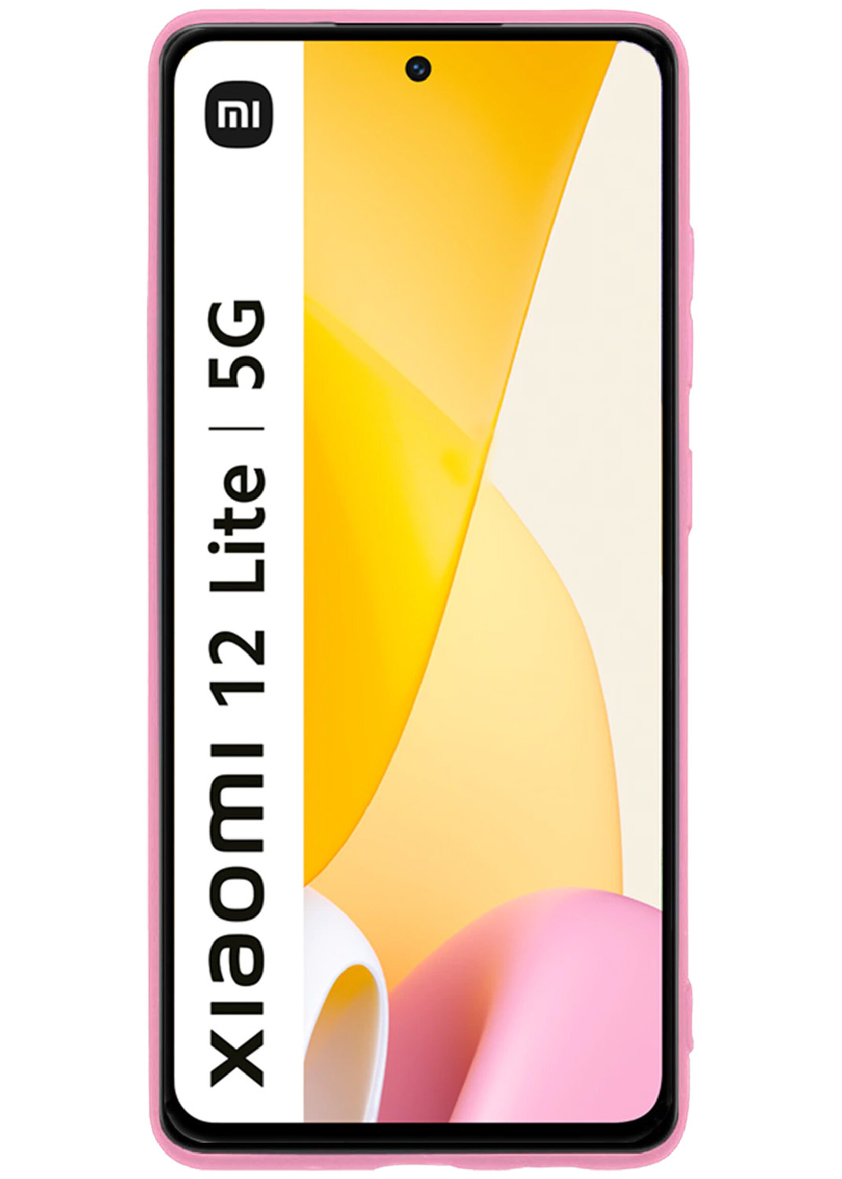 BTH Xiaomi 12 Lite Hoesje Siliconen Case Cover - Xiaomi 12 Lite Hoesje Cover Hoes Siliconen - Licht Roze