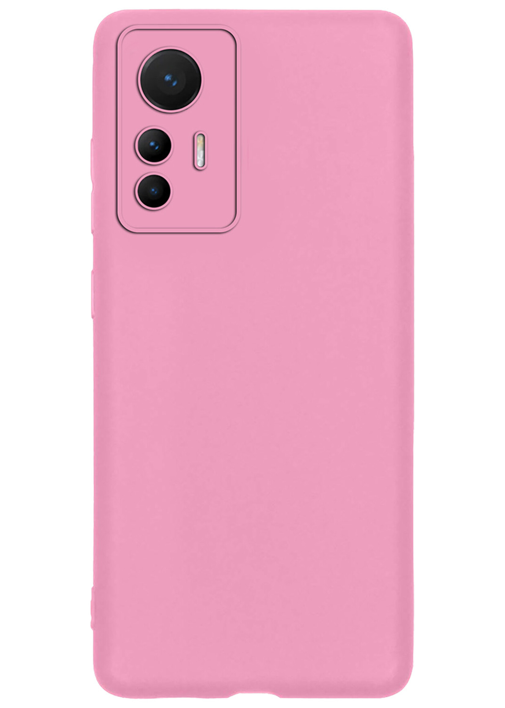 BTH Xiaomi 12 Lite Hoesje Siliconen Case Cover - Xiaomi 12 Lite Hoesje Cover Hoes Siliconen - Licht Roze