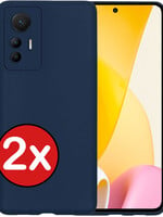 BTH BTH Xiaomi 12 Lite Hoesje Siliconen - Donkerblauw - 2 PACK