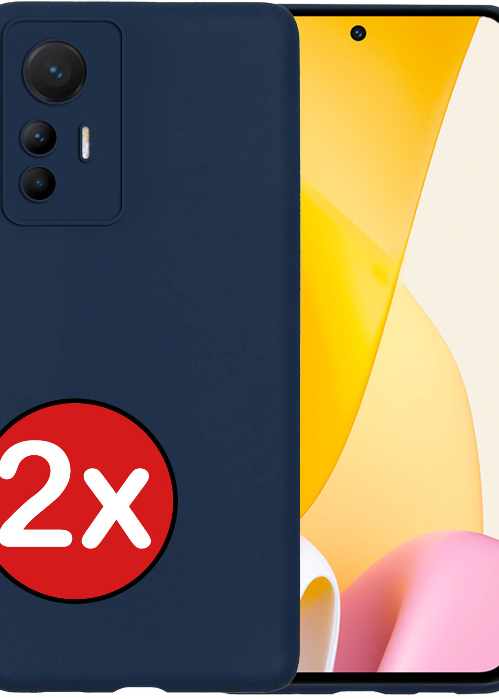 BTH Hoesje Geschikt voor Xiaomi 12 Lite Hoesje Siliconen Case Hoes - Hoes Geschikt voor Xiaomi 12 Lite Hoes Cover Case - Donkerblauw - 2 PACK