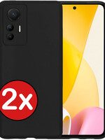 BTH BTH Xiaomi 12 Lite Hoesje Siliconen - Zwart - 2 PACK