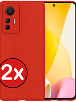 BTH BTH Xiaomi 12 Lite Hoesje Siliconen - Rood - 2 PACK