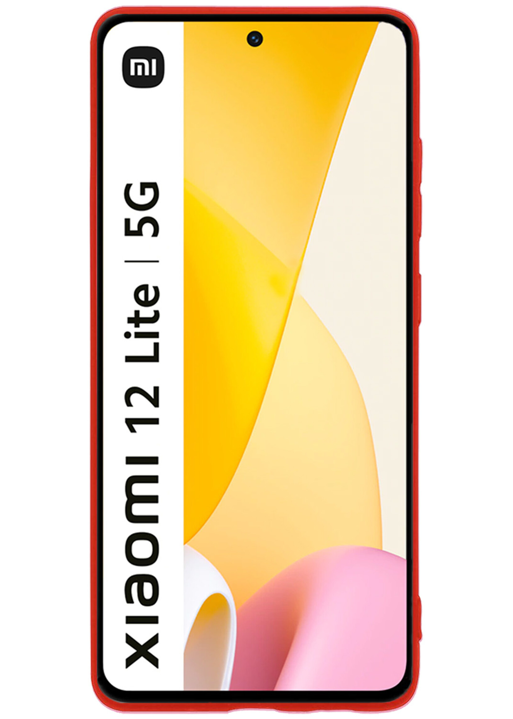 BTH Hoesje Geschikt voor Xiaomi 12 Lite Hoesje Siliconen Case Hoes - Hoes Geschikt voor Xiaomi 12 Lite Hoes Cover Case - Rood - 2 PACK