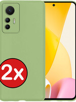 BTH BTH Xiaomi 12 Lite Hoesje Siliconen - Groen - 2 PACK