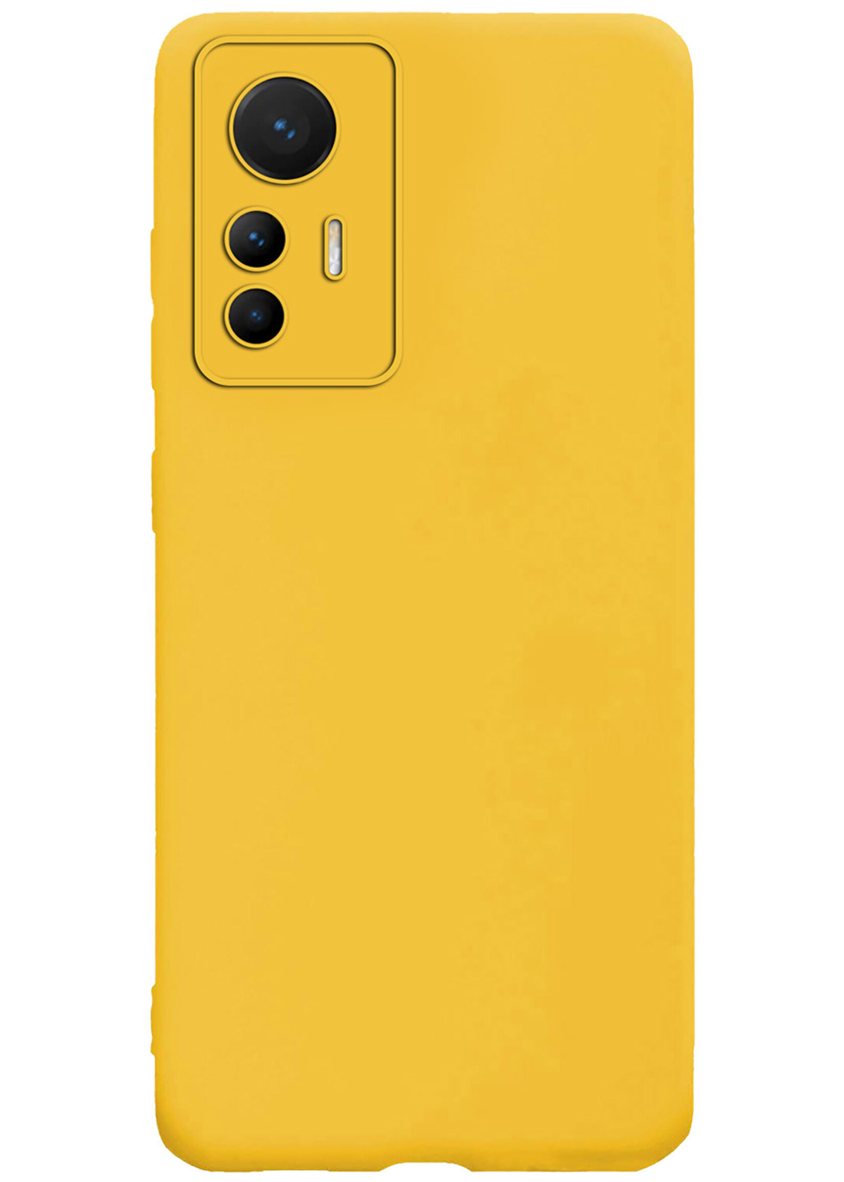 BTH Hoesje Geschikt voor Xiaomi 12 Lite Hoesje Siliconen Case Hoes Met Screenprotector - Hoes Geschikt voor Xiaomi 12 Lite Hoes Cover Case - Geel