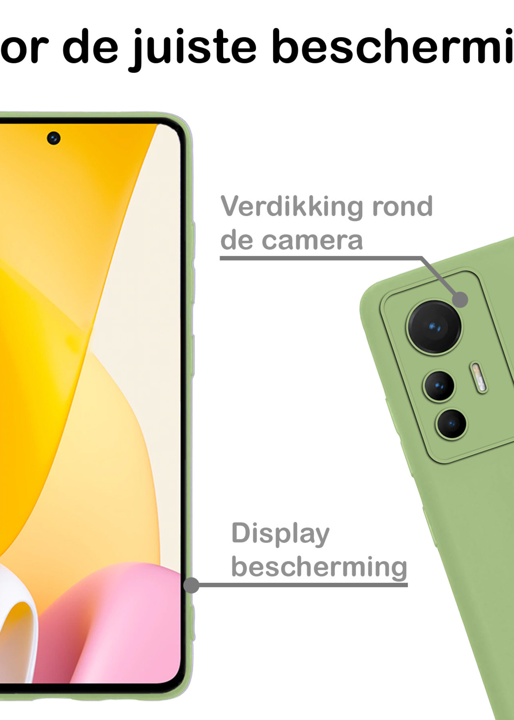 BTH Hoesje Geschikt voor Xiaomi 12 Lite Hoesje Siliconen Case Hoes Met Screenprotector - Hoes Geschikt voor Xiaomi 12 Lite Hoes Cover Case - Groen