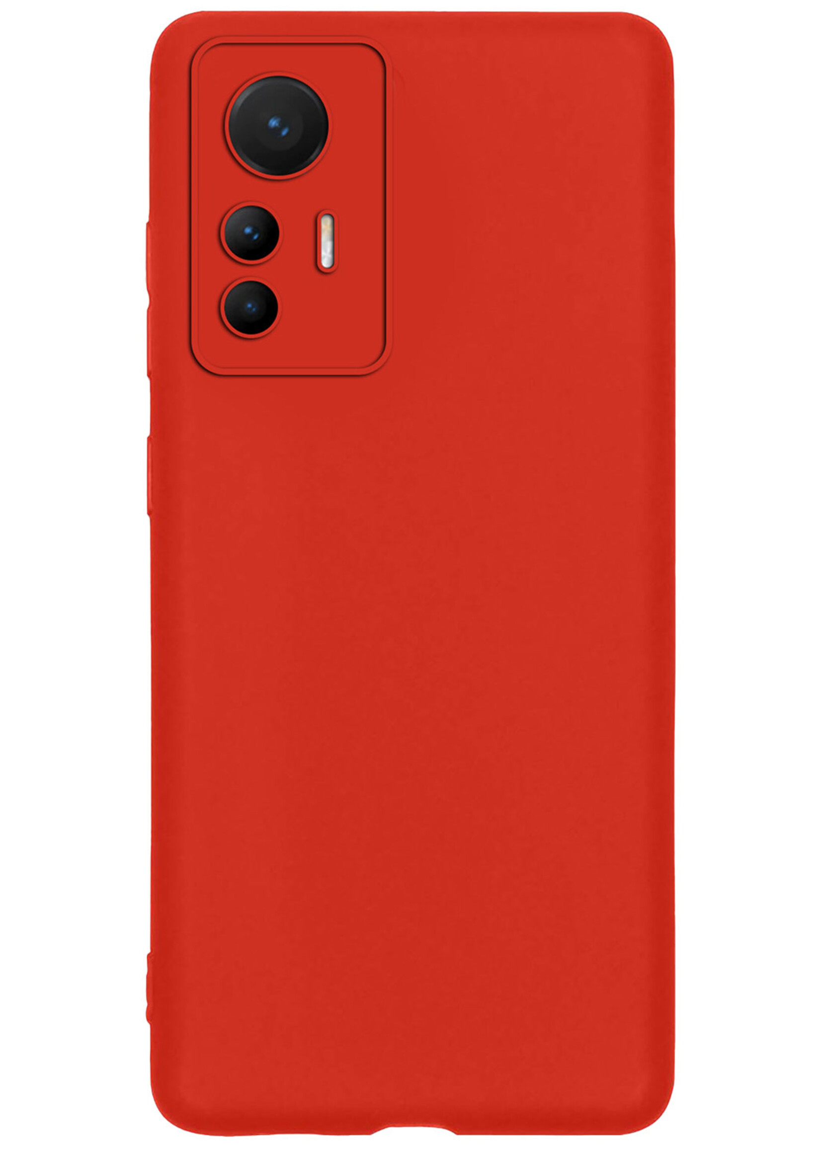 BTH Hoesje Geschikt voor Xiaomi 12 Lite Hoesje Siliconen Case Hoes Met Screenprotector - Hoes Geschikt voor Xiaomi 12 Lite Hoes Cover Case - Rood