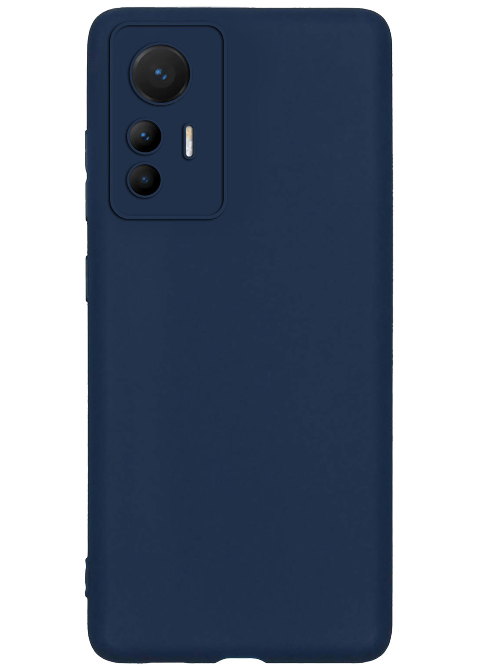 BTH Hoesje Geschikt voor Xiaomi 12 Lite Hoesje Siliconen Case Hoes Met 2x Screenprotector - Hoes Geschikt voor Xiaomi 12 Lite Hoes Cover Case - Donkerblauw