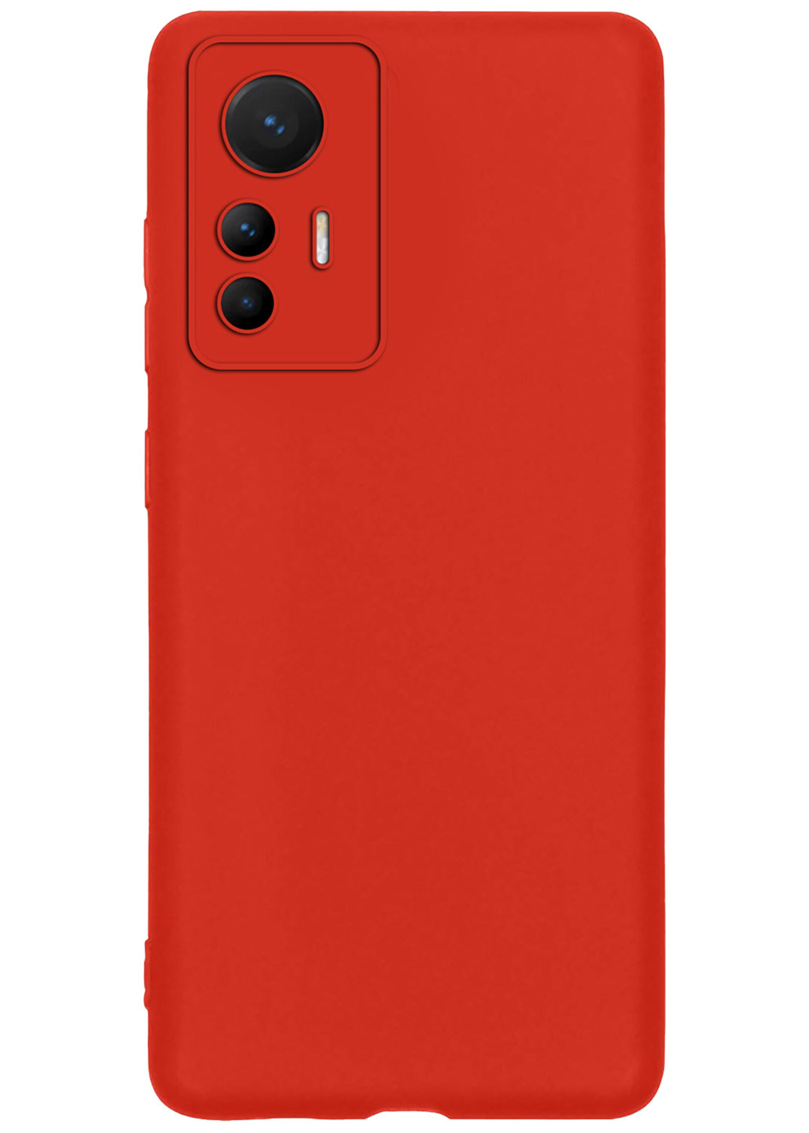 BTH Hoesje Geschikt voor Xiaomi 12 Lite Hoesje Siliconen Case Hoes Met 2x Screenprotector - Hoes Geschikt voor Xiaomi 12 Lite Hoes Cover Case - Rood