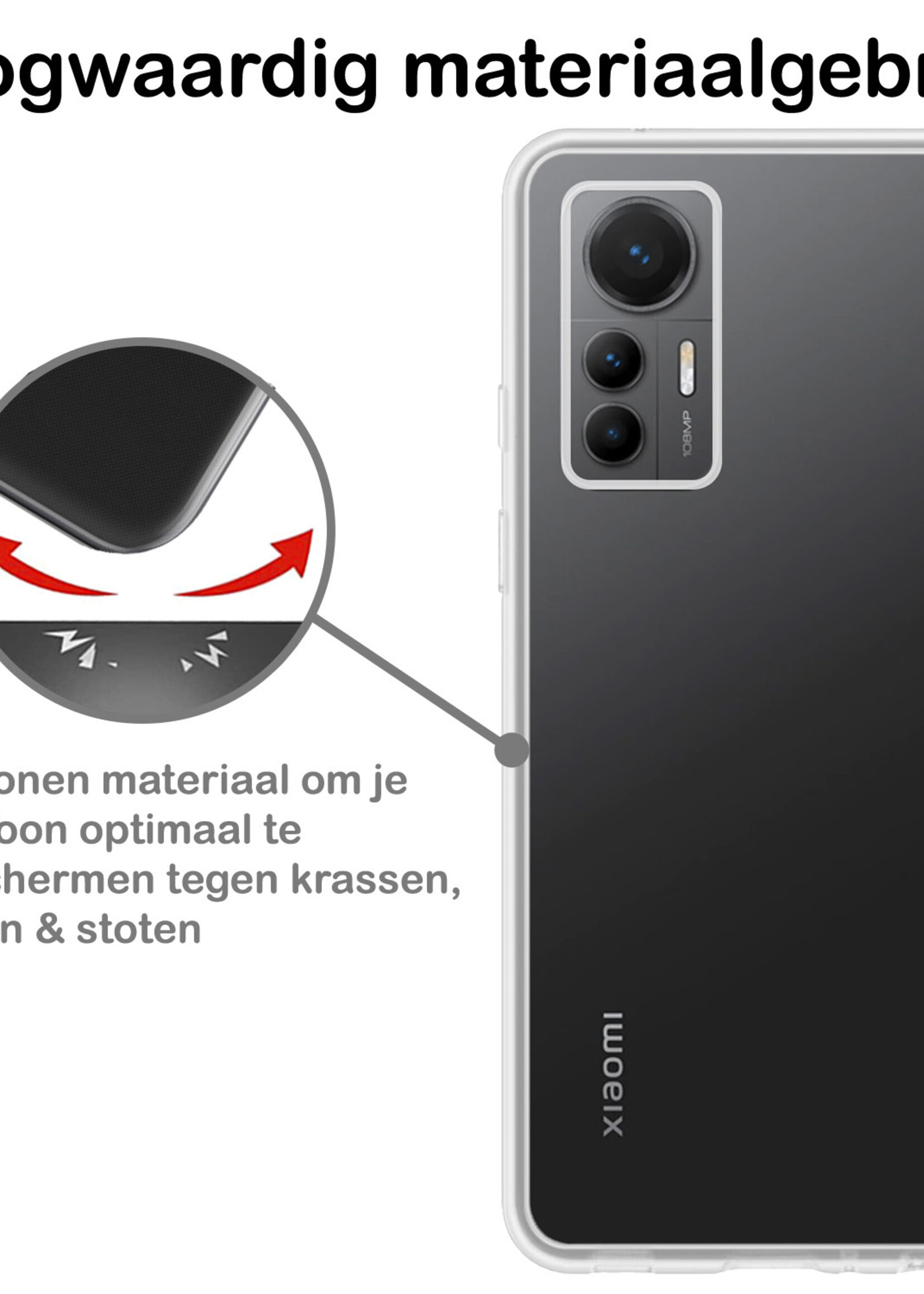 BTH Hoesje Geschikt voor Xiaomi 12 Lite Hoesje Siliconen Case Hoes Met 2x Screenprotector - Hoes Geschikt voor Xiaomi 12 Lite Hoes Cover Case - Transparant