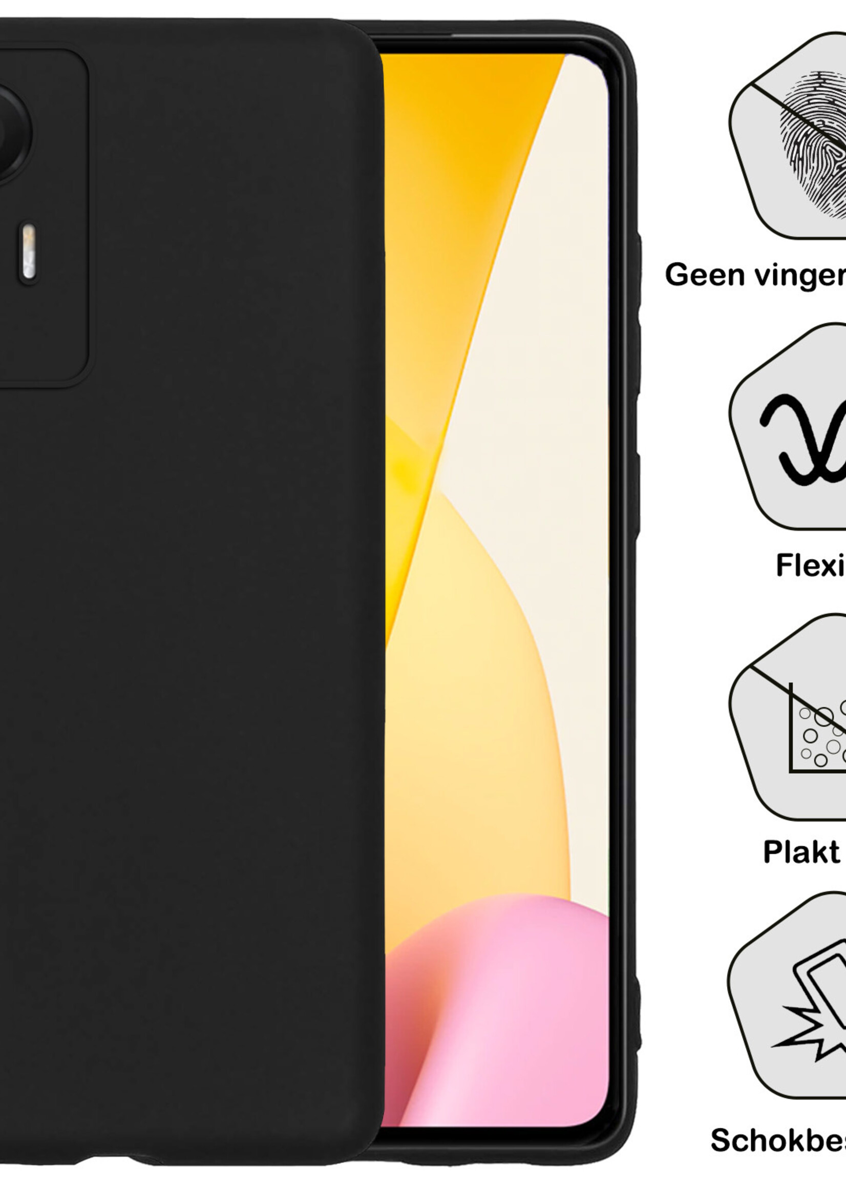 BTH Hoesje Geschikt voor Xiaomi 12 Lite Hoesje Siliconen Case Hoes Met 2x Screenprotector - Hoes Geschikt voor Xiaomi 12 Lite Hoes Cover Case - Zwart