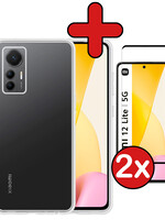 BTH BTH Xiaomi 12 Lite Hoesje Siliconen Met 2x Screenprotector - Transparant