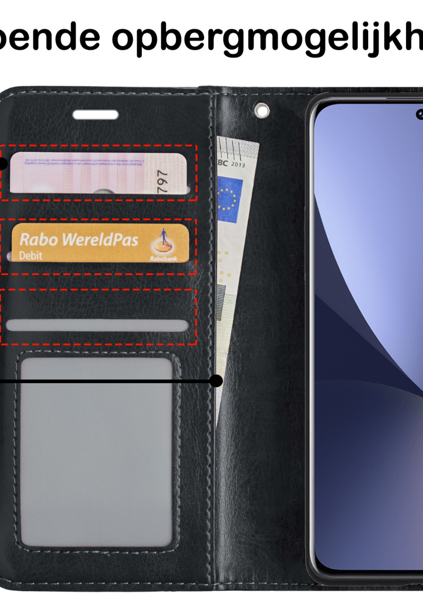 BTH Hoesje Geschikt voor Xiaomi 12 Hoesje Book Case Hoes Portemonnee Cover Walletcase Met Screenprotector - Hoes Geschikt voor Xiaomi 12 Hoes Bookcase Hoesje - Zwart