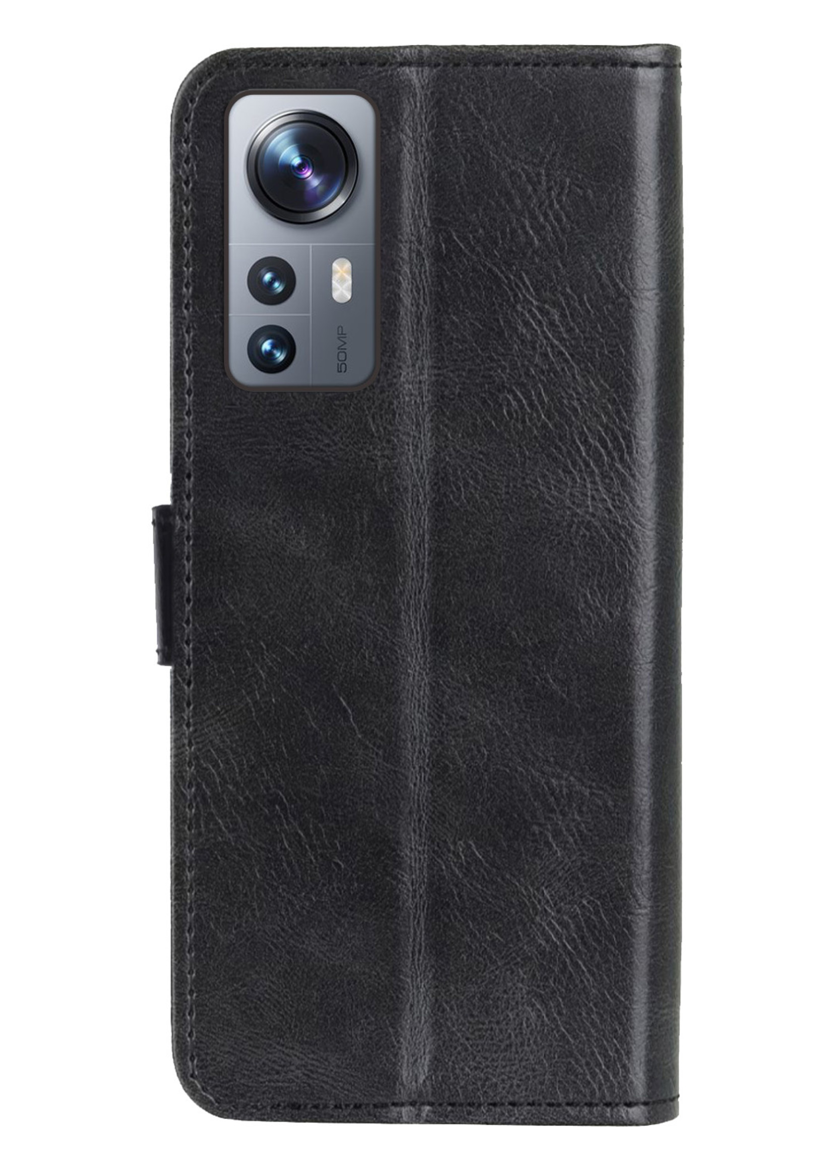 BTH Hoesje Geschikt voor Xiaomi 12 Hoesje Book Case Hoes Portemonnee Cover Walletcase Met Screenprotector - Hoes Geschikt voor Xiaomi 12 Hoes Bookcase Hoesje - Zwart
