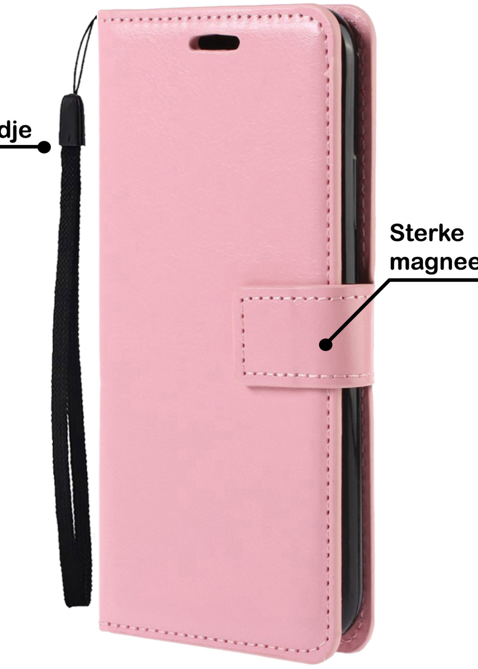 BTH Hoesje Geschikt voor Xiaomi 12 Hoesje Book Case Hoes Portemonnee Cover Walletcase Met Screenprotector - Hoes Geschikt voor Xiaomi 12 Hoes Bookcase Hoesje - Lichtroze