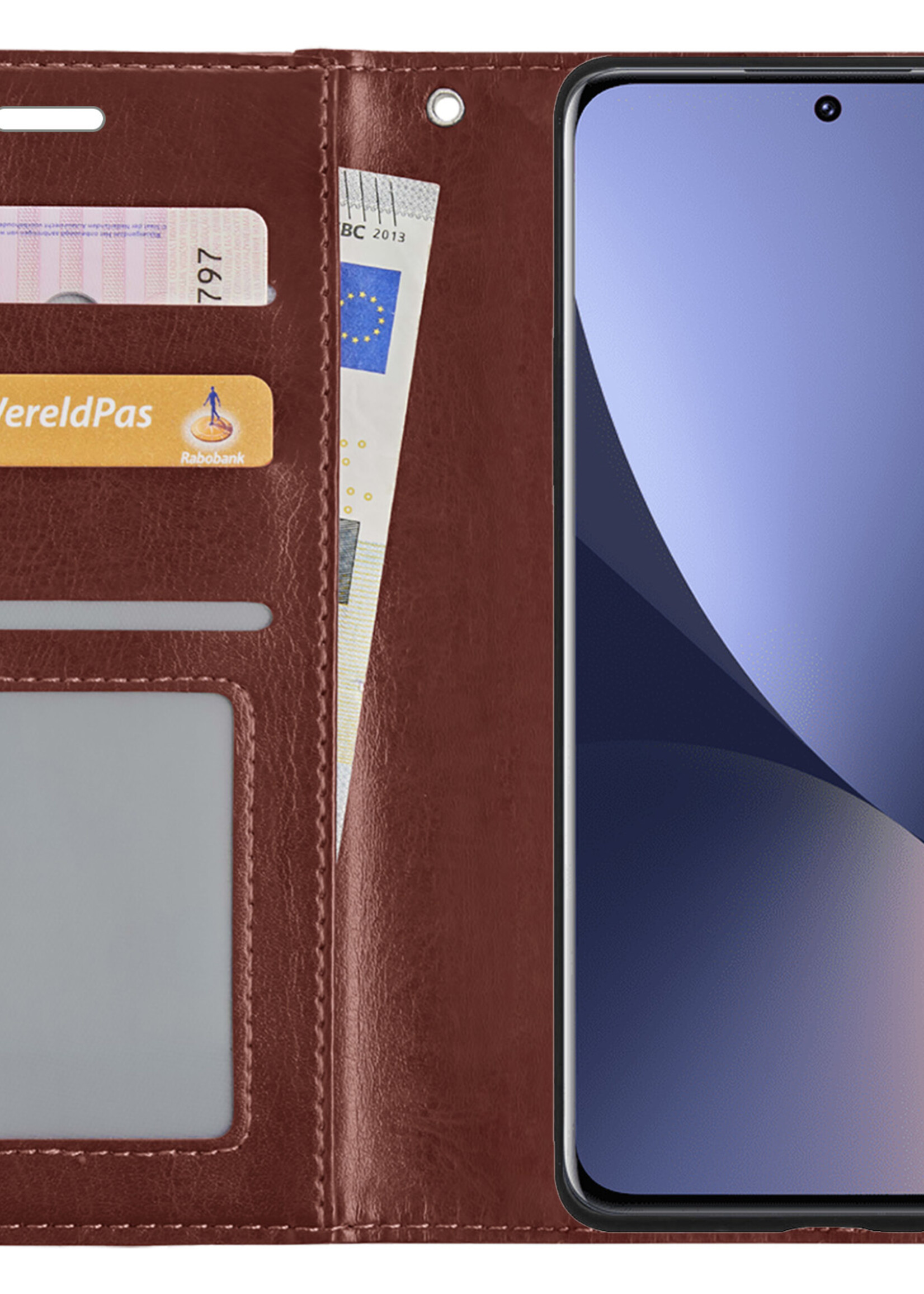 BTH Hoesje Geschikt voor Xiaomi 12 Hoesje Book Case Hoes Portemonnee Cover Walletcase Met Screenprotector - Hoes Geschikt voor Xiaomi 12 Hoes Bookcase Hoesje - Bruin