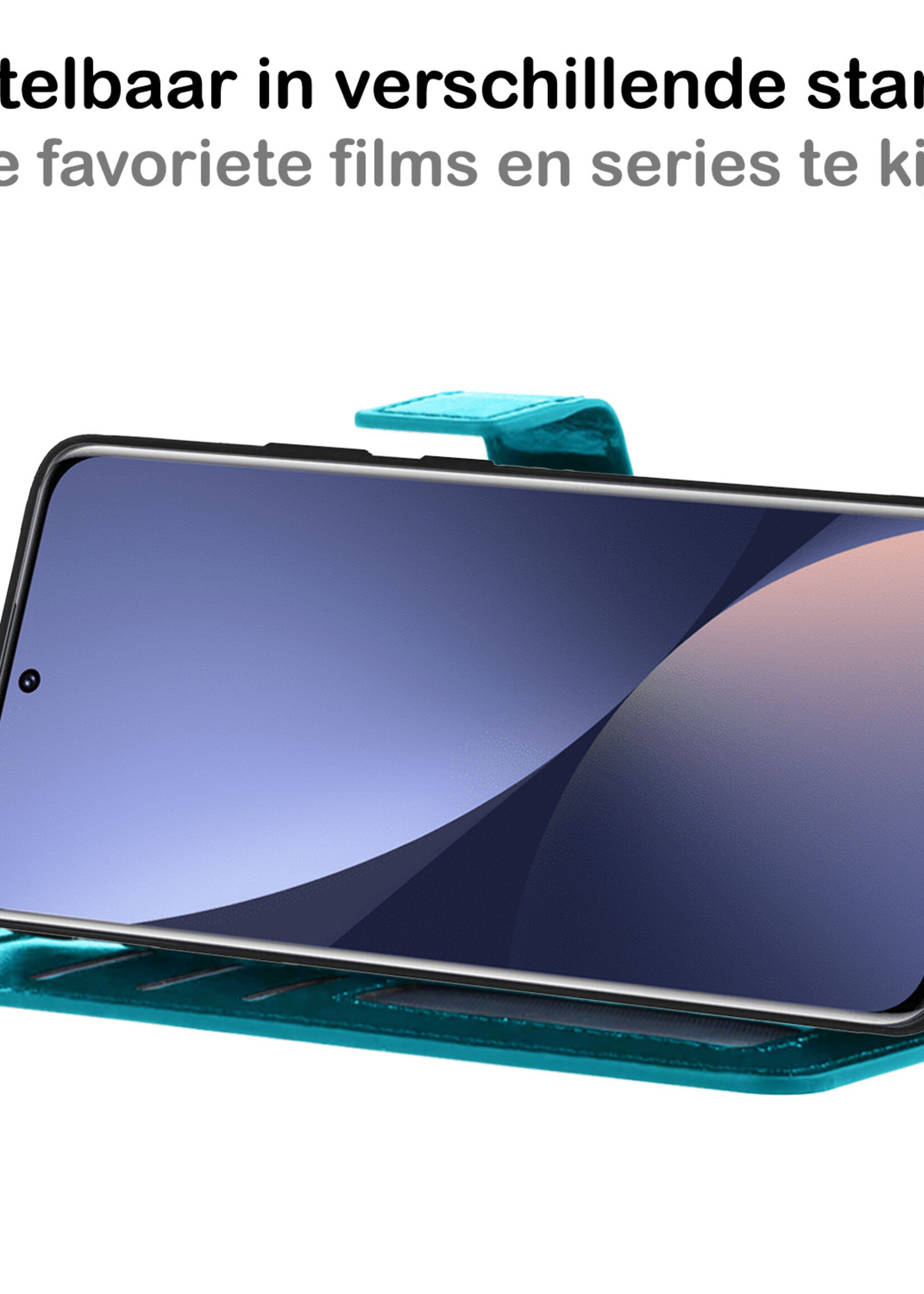 BTH Xiaomi 12 Hoesje Book Case Hoes Portemonnee Cover Walletcase - Xiaomi 12 Hoes Bookcase Hoesje - Turquoise