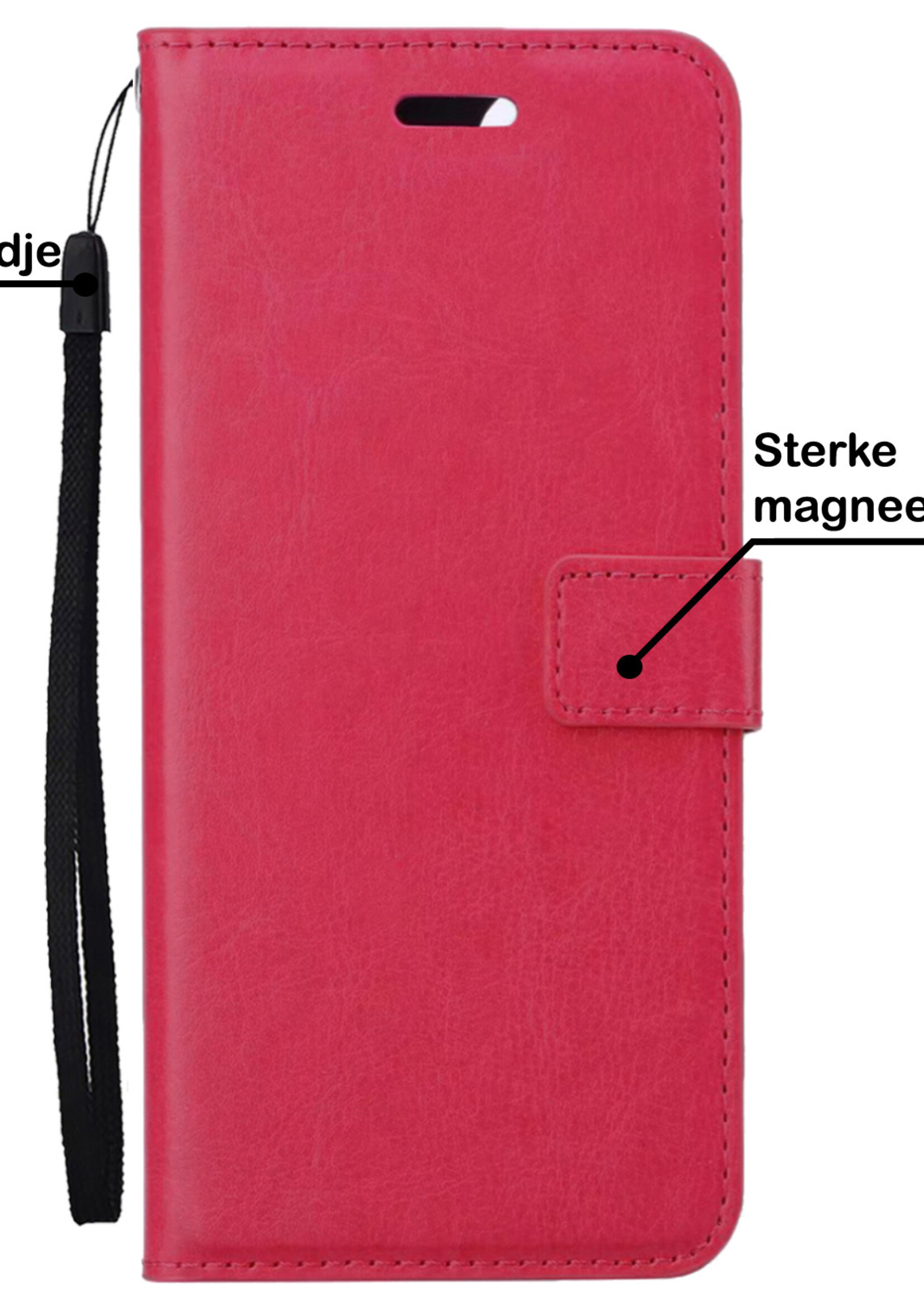 BTH Xiaomi 12 Hoesje Book Case Hoes Portemonnee Cover Walletcase - Xiaomi 12 Hoes Bookcase Hoesje - Donkerroze