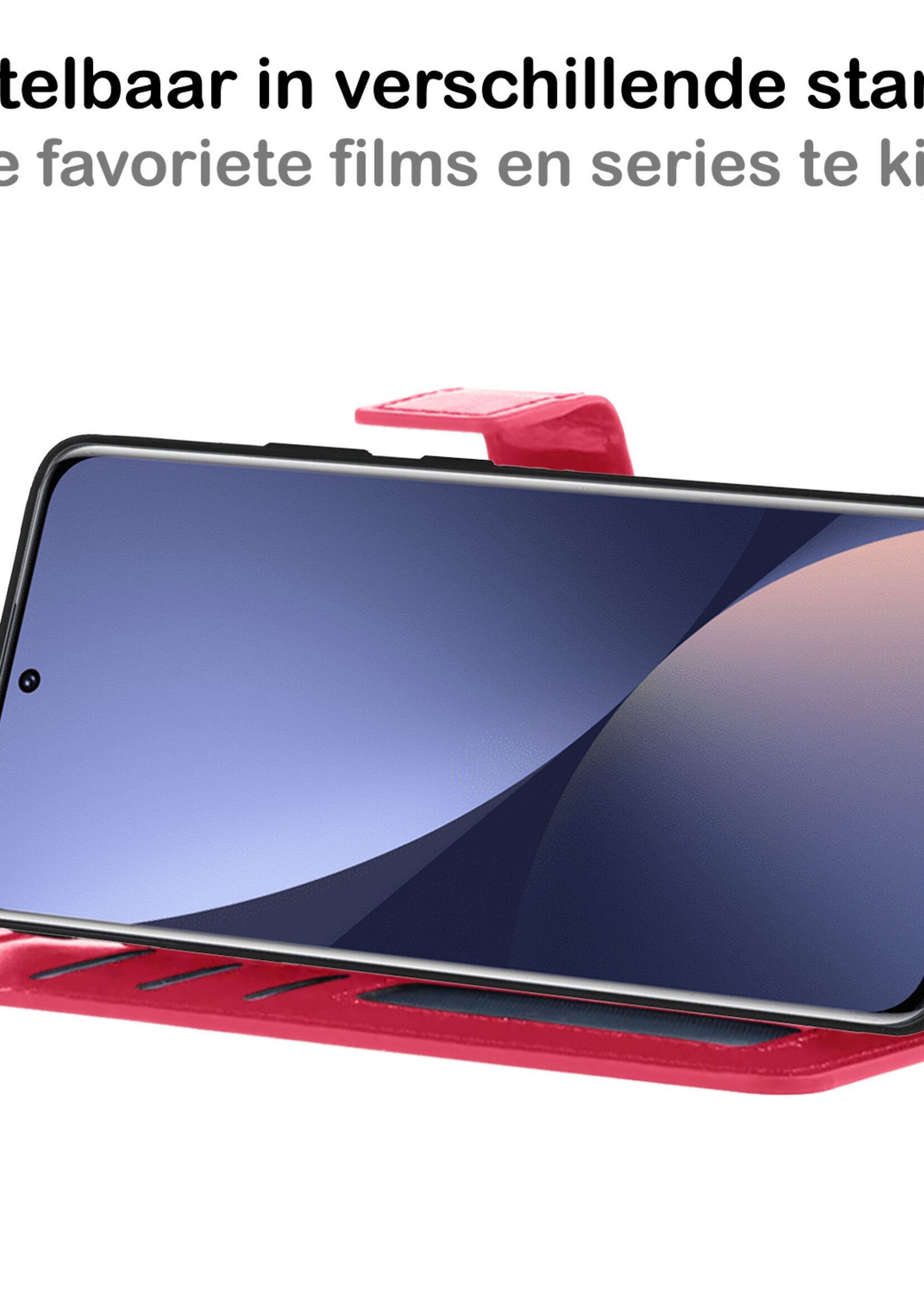 BTH Xiaomi 12 Hoesje Book Case Hoes Portemonnee Cover Walletcase - Xiaomi 12 Hoes Bookcase Hoesje - Donkerroze