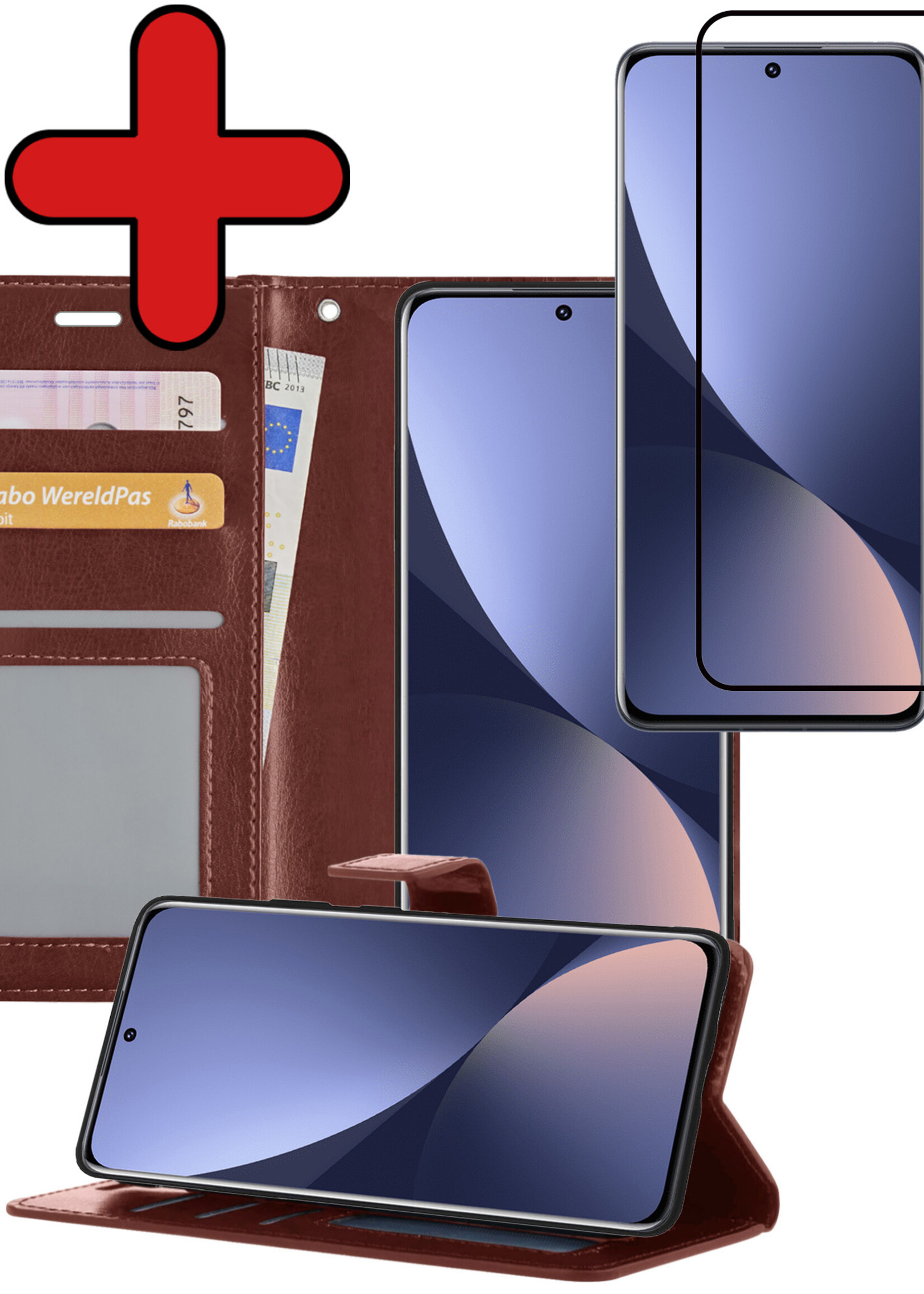 BTH Hoesje Geschikt voor Xiaomi 12X Hoesje Book Case Hoes Portemonnee Cover Walletcase Met Screenprotector - Hoes Geschikt voor Xiaomi 12X Hoes Bookcase Hoesje - Bruin