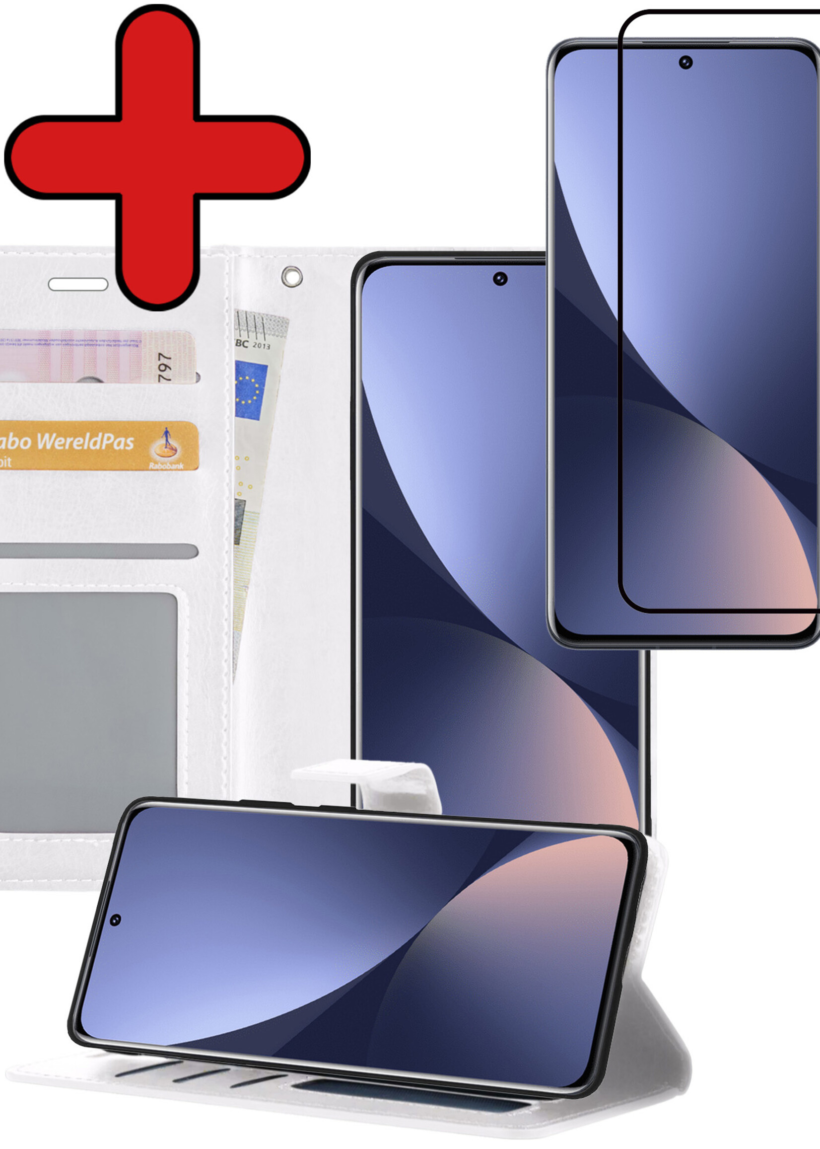 BTH Hoesje Geschikt voor Xiaomi 12X Hoesje Book Case Hoes Portemonnee Cover Walletcase Met Screenprotector - Hoes Geschikt voor Xiaomi 12X Hoes Bookcase Hoesje - Wit