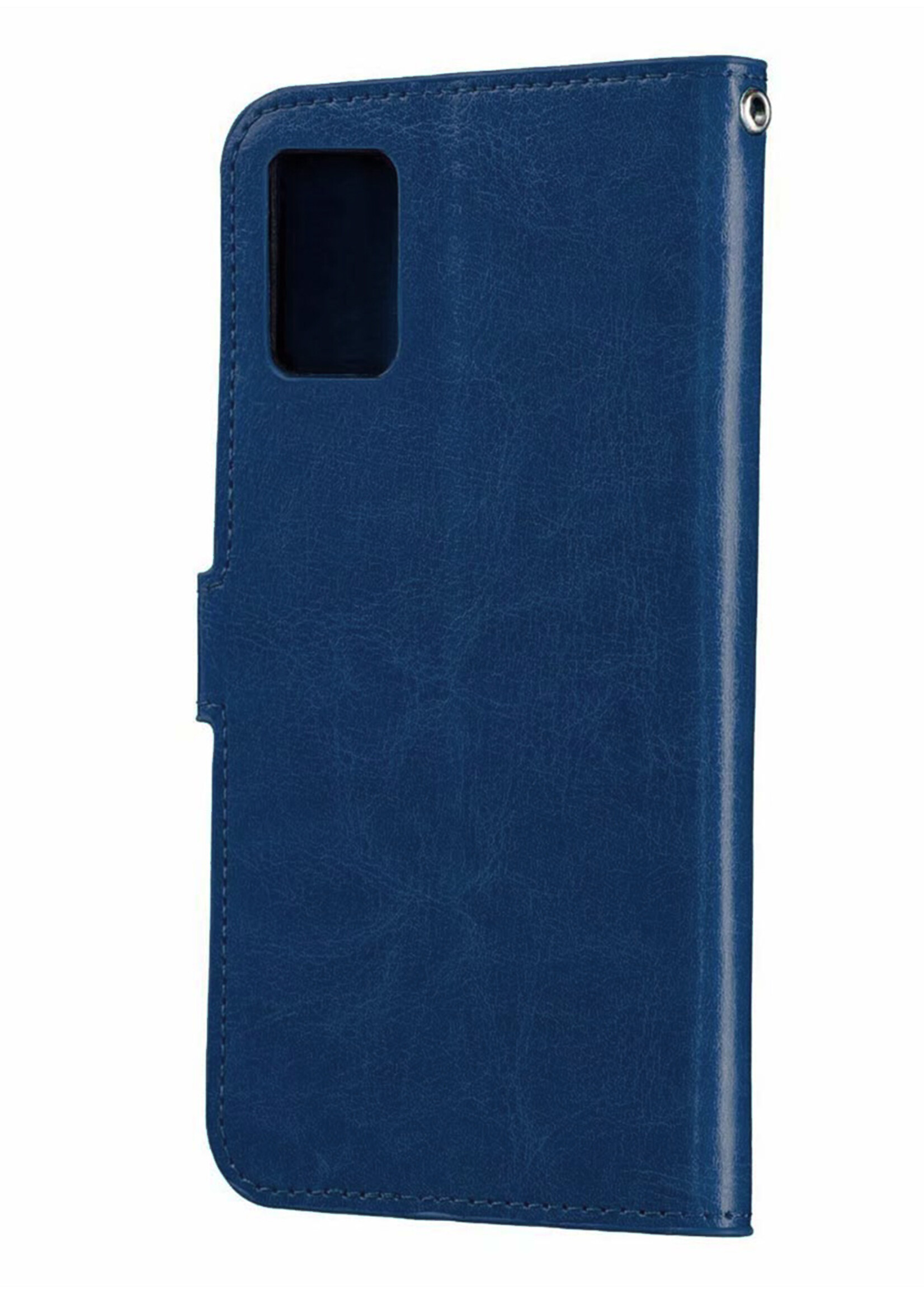 BTH Samsung A51 Hoesje Book Case Hoes Portemonnee Cover Walletcase - Samsung A51 Hoes Bookcase Hoesje - Donkerblauw