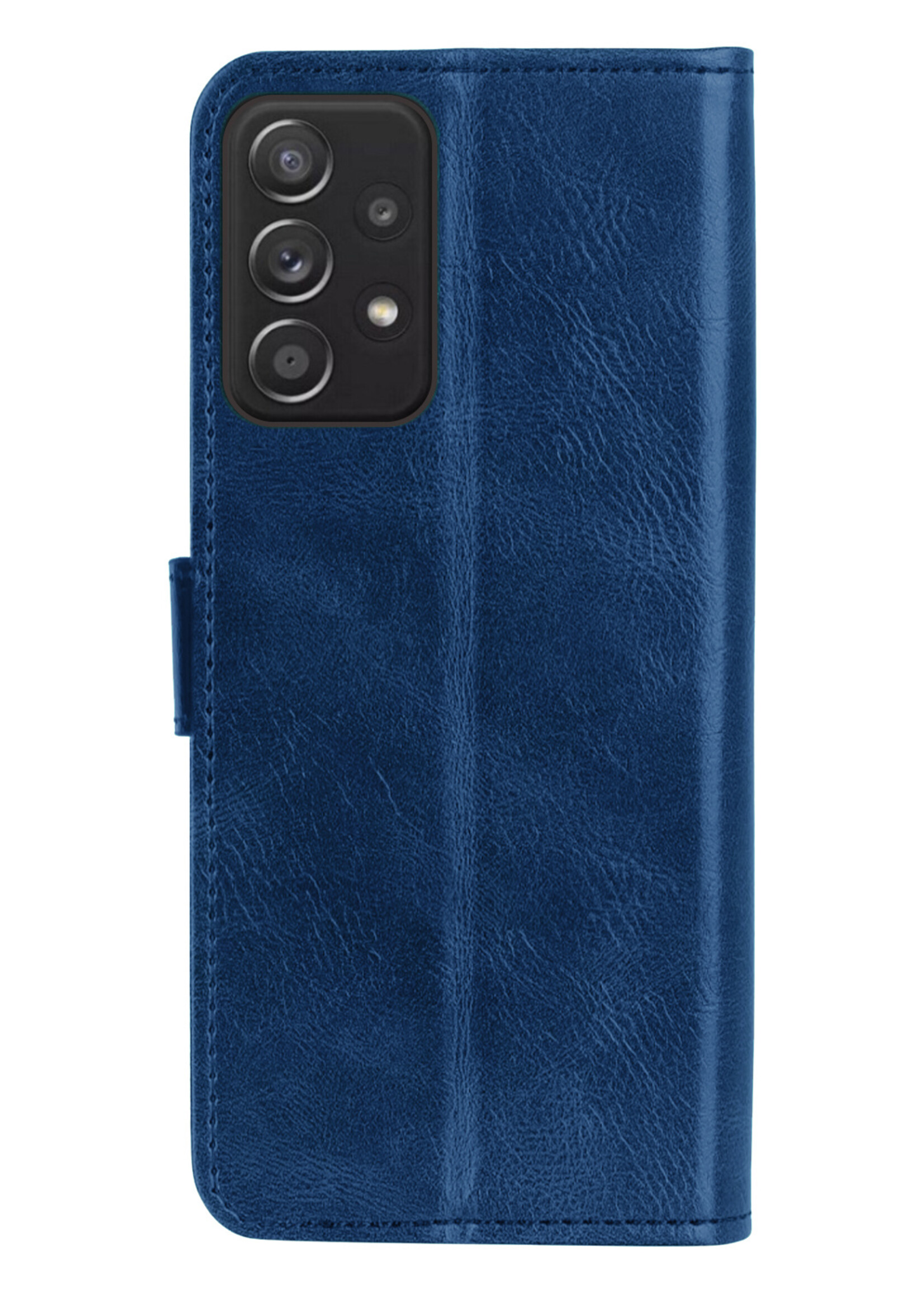 BTH Samsung A53 Hoesje Book Case Hoes Portemonnee Cover Walletcase - Samsung A53 Hoes Bookcase Hoesje - Donkerblauw