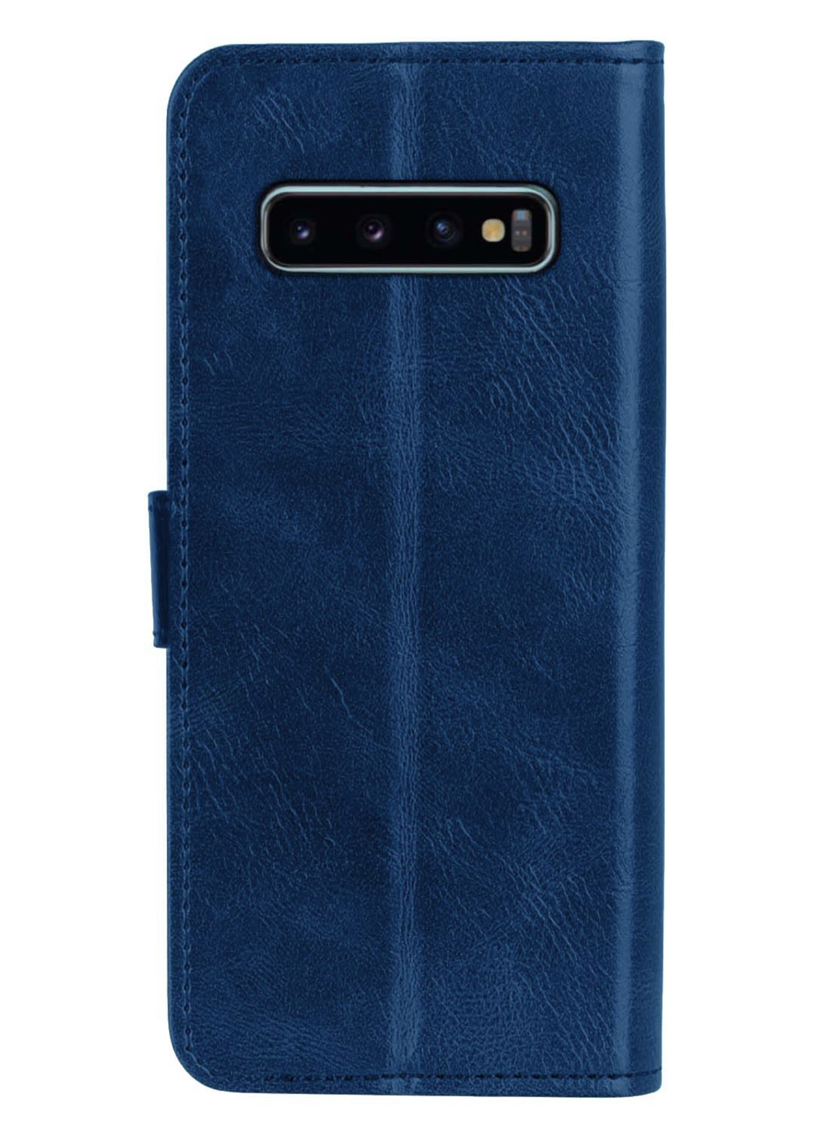 BTH Samsung S10 Hoesje Book Case Hoes Portemonnee Cover Walletcase - Samsung S10 Hoes Bookcase Hoesje - Donkerblauw