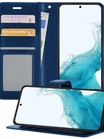 BTH BTH Samsung Galaxy S22 Ultra Hoesje Bookcase - Donkerblauw