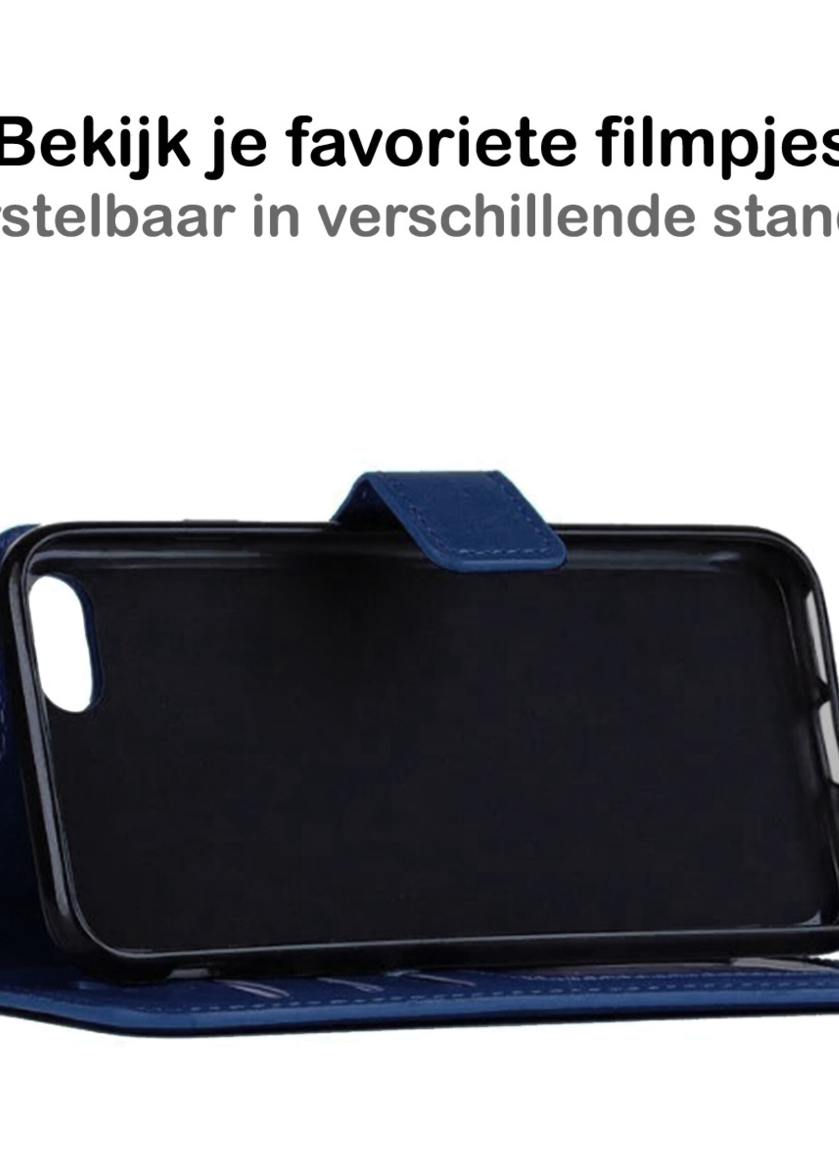 BTH Hoes voor iPhone SE 2022 Hoesje Book Case Hoes Portemonnee Cover Walletcase - Hoes voor iPhone SE 2022 Hoes Bookcase Hoesje - Donkerblauw