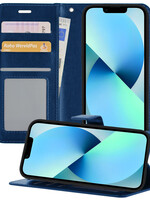 BTH BTH iPhone 13 Hoesje Bookcase - Donkerblauw