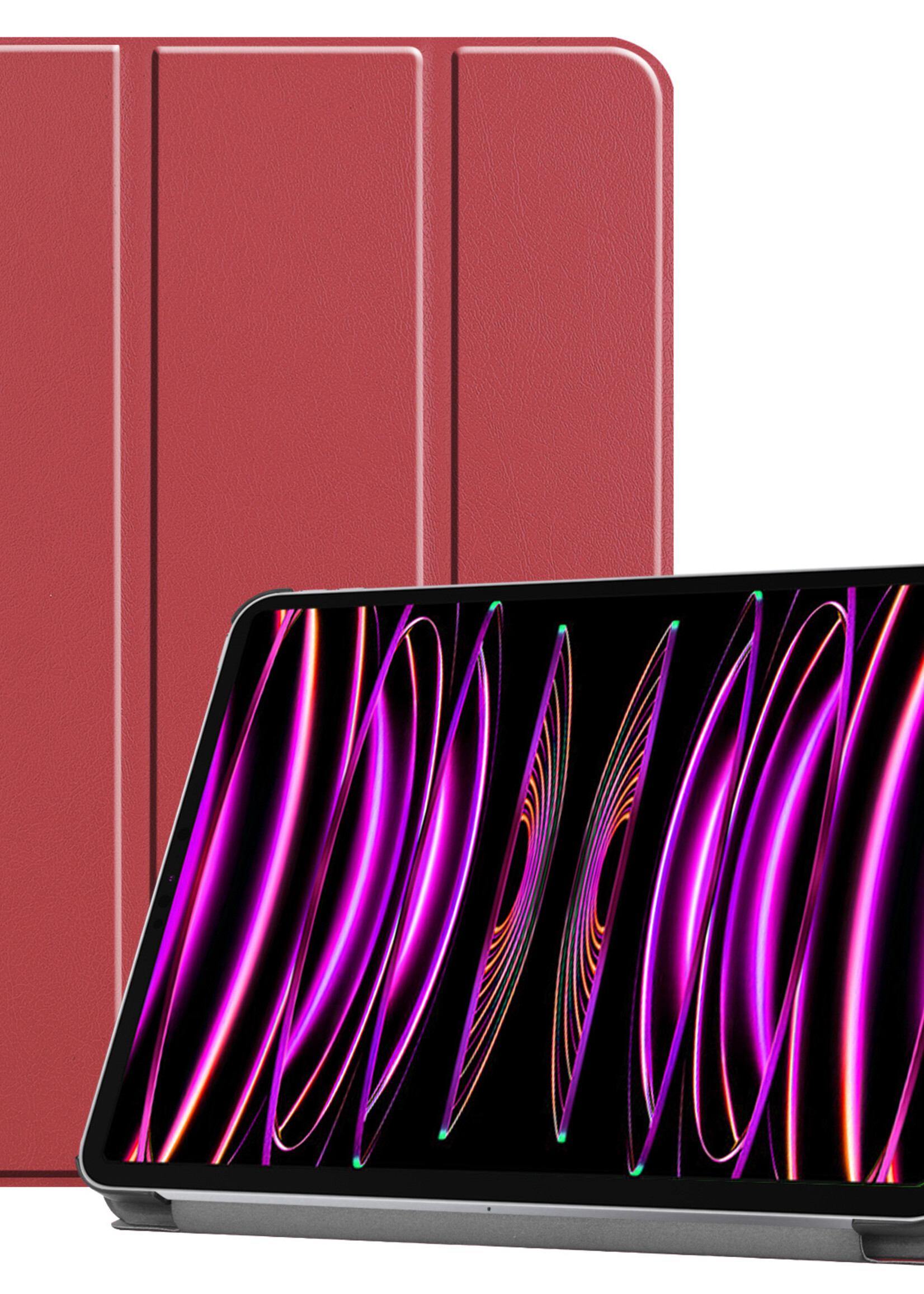 BTH iPad Pro 11 inch (2022) Hoesje Book Case Luxe Cover Hoes - iPad Pro 11 inch Hoes Bookcase - Donker Rood