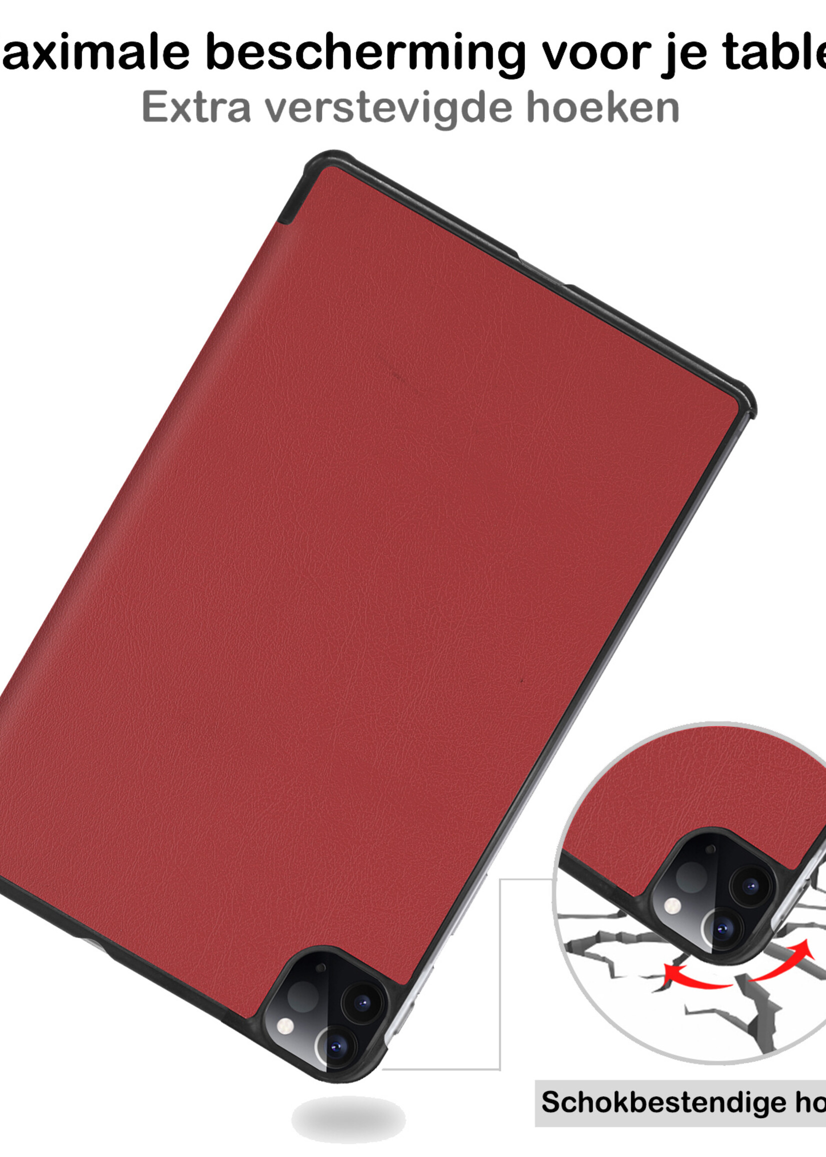 BTH iPad Pro 11 inch (2022) Hoesje Book Case Luxe Cover Hoes - iPad Pro 11 inch Hoes Bookcase - Donker Rood