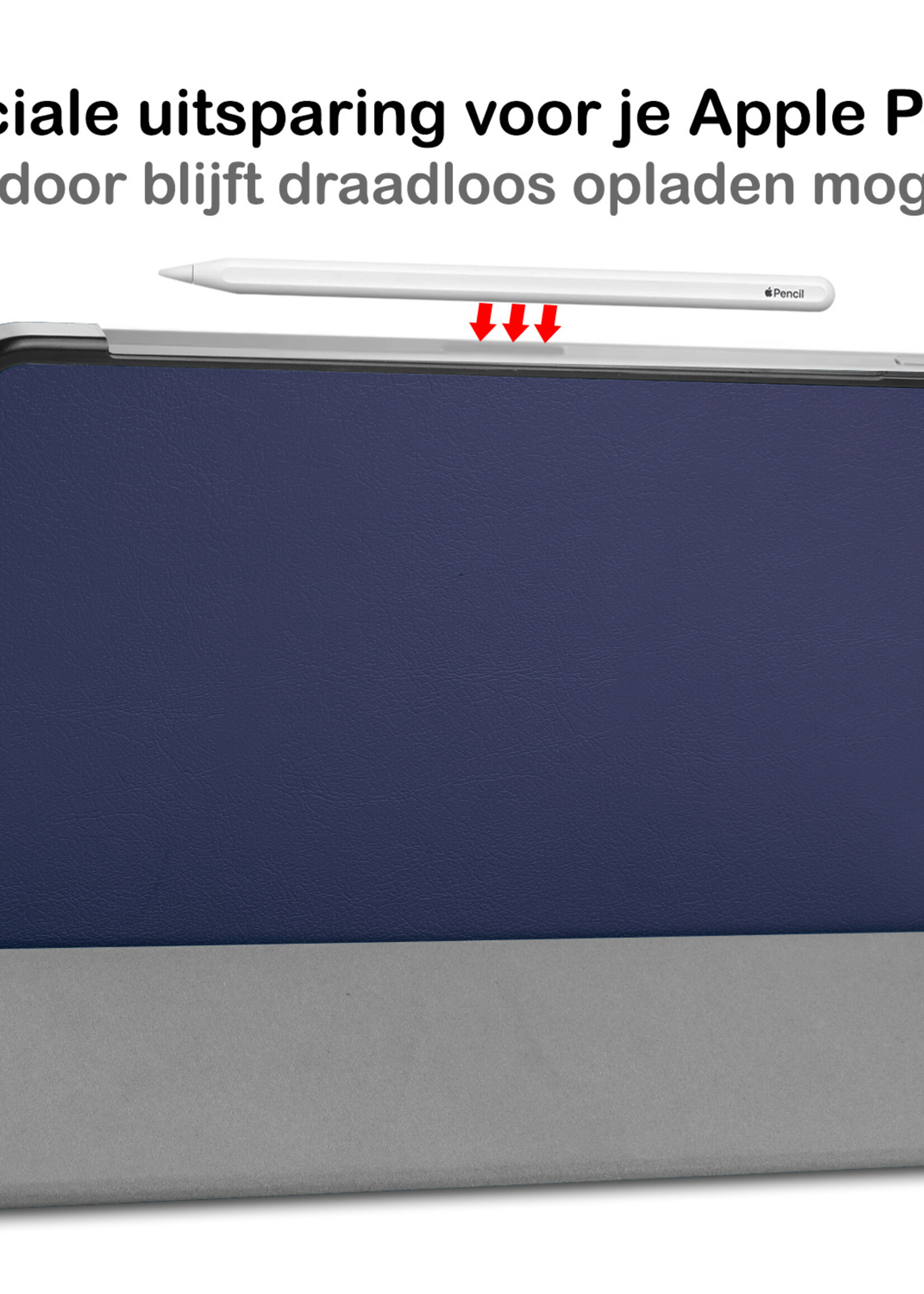 BTH Hoes Geschikt voor iPad Pro 2021 (12,9 inch) Hoes Book Case Hoesje Trifold Cover - Hoesje Geschikt voor iPad Pro 12,9 inch (2021) Hoesje Bookcase - Blauw