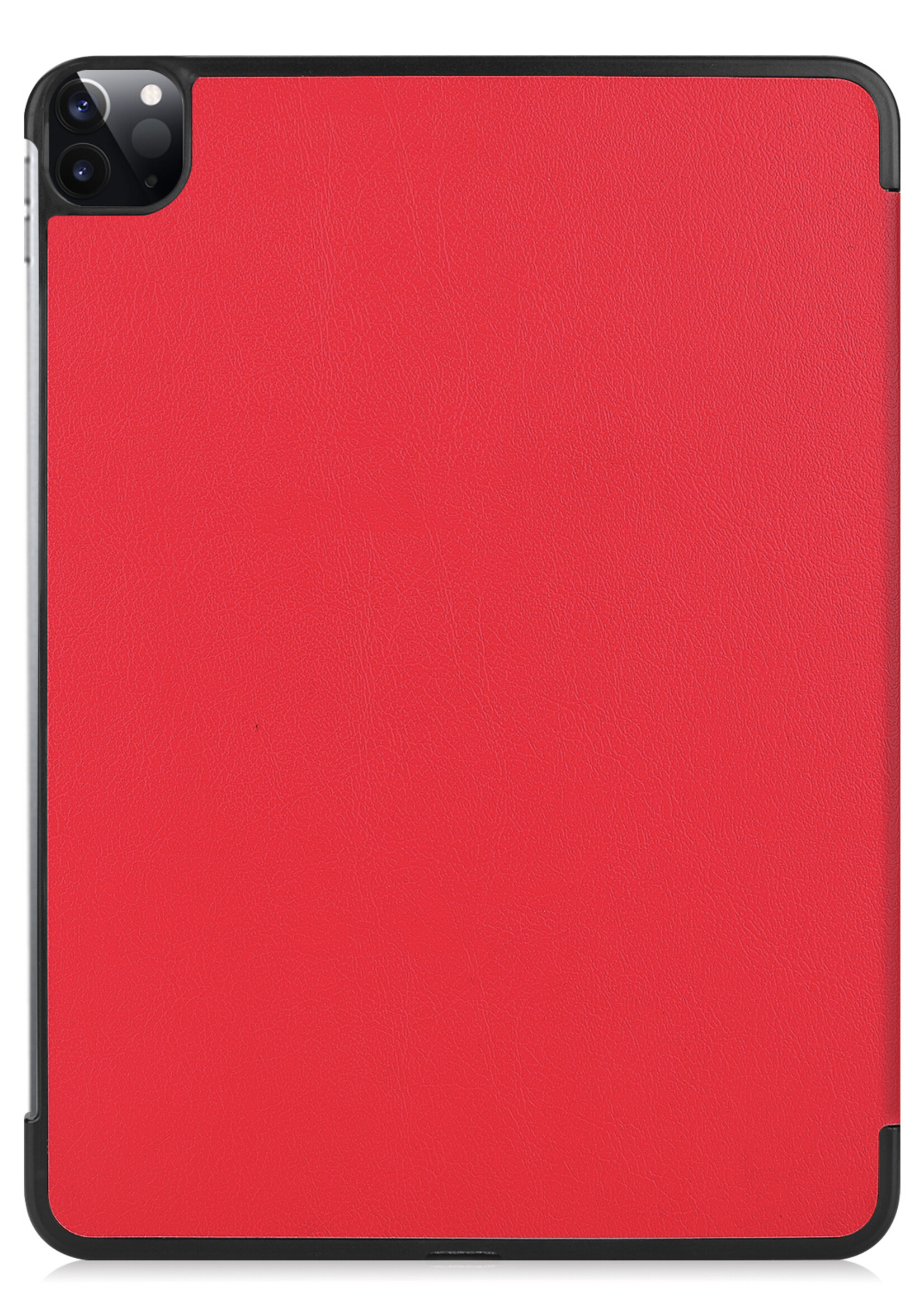 BTH Hoes Geschikt voor iPad Pro 2021 (12,9 inch) Hoes Book Case Hoesje Trifold Cover - Hoesje Geschikt voor iPad Pro 12,9 inch (2021) Hoesje Bookcase - Rood